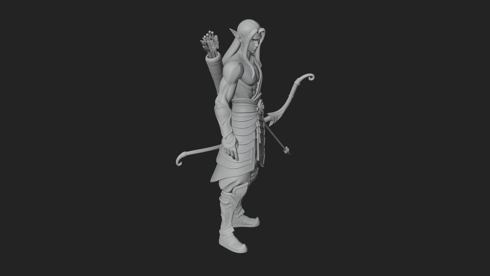 Elven Archer Statue Design 10 3D Print Model 3D Model