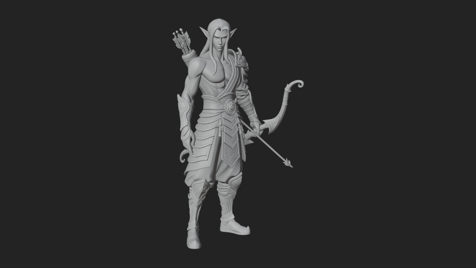 Elven Archer Statue Design 10 3D Print Model 3D Model