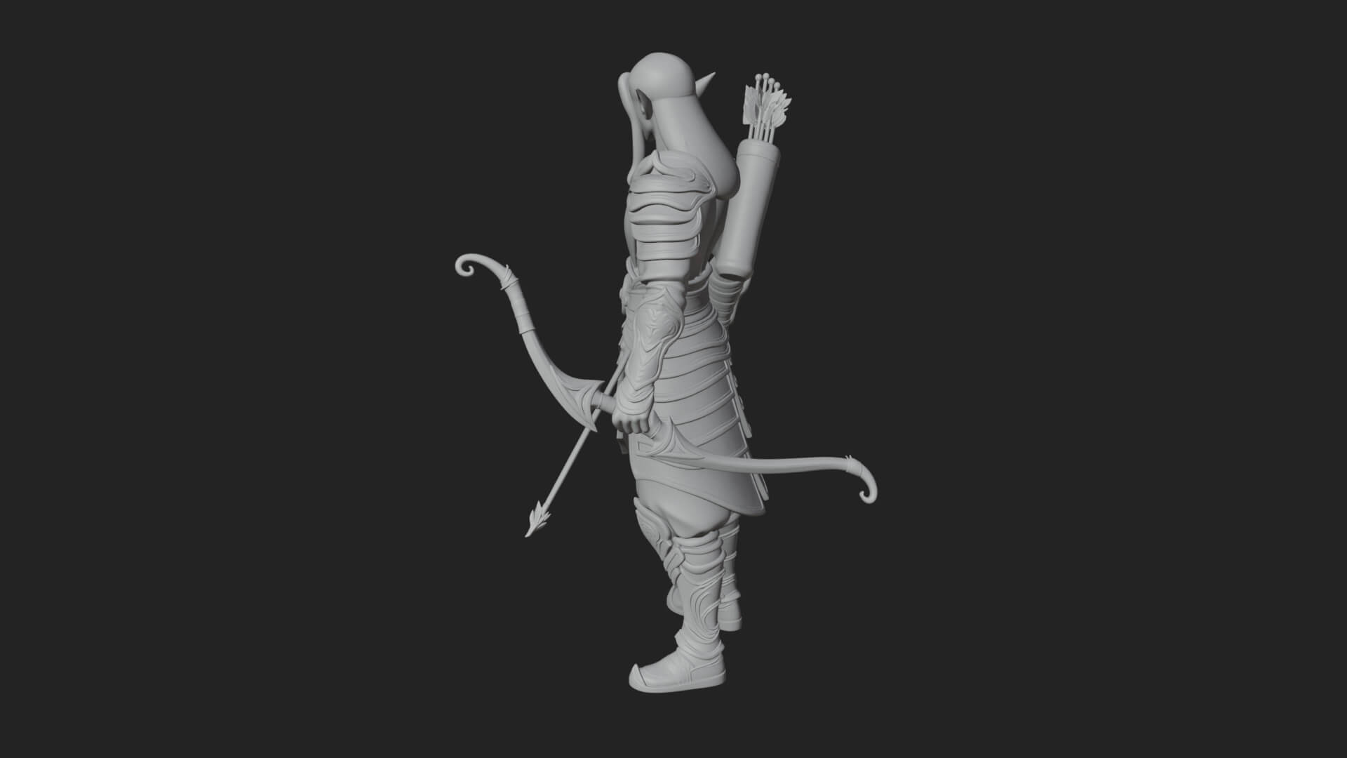 Elven Archer Statue Design 10 3D Print Model 3D Model