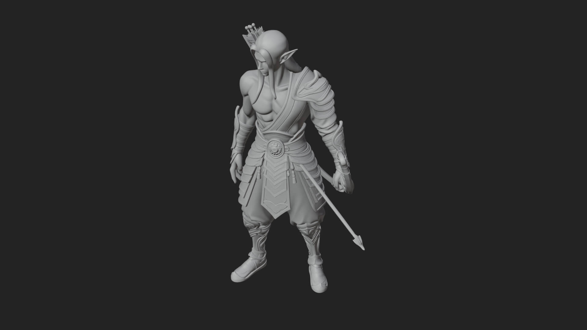 Elven Archer Statue Design 10 3D Print Model 3D Model