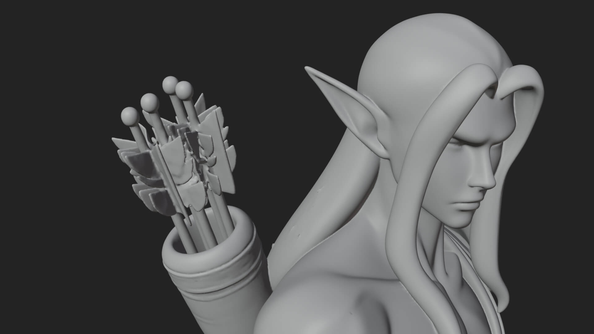 Elven Archer Statue Design 10 3D Print Model 3D Model