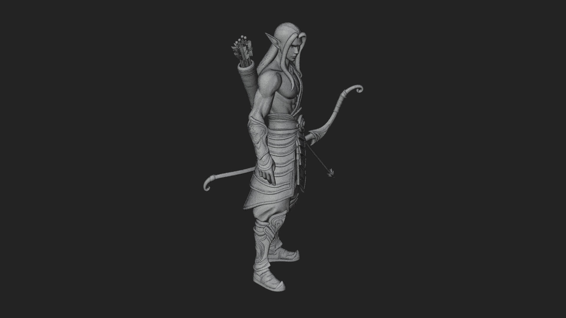 Elven Archer Statue Design 10 3D Print Model 3D Model