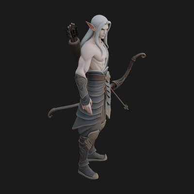 Elven Archer Statue Design 10 3D Print Model