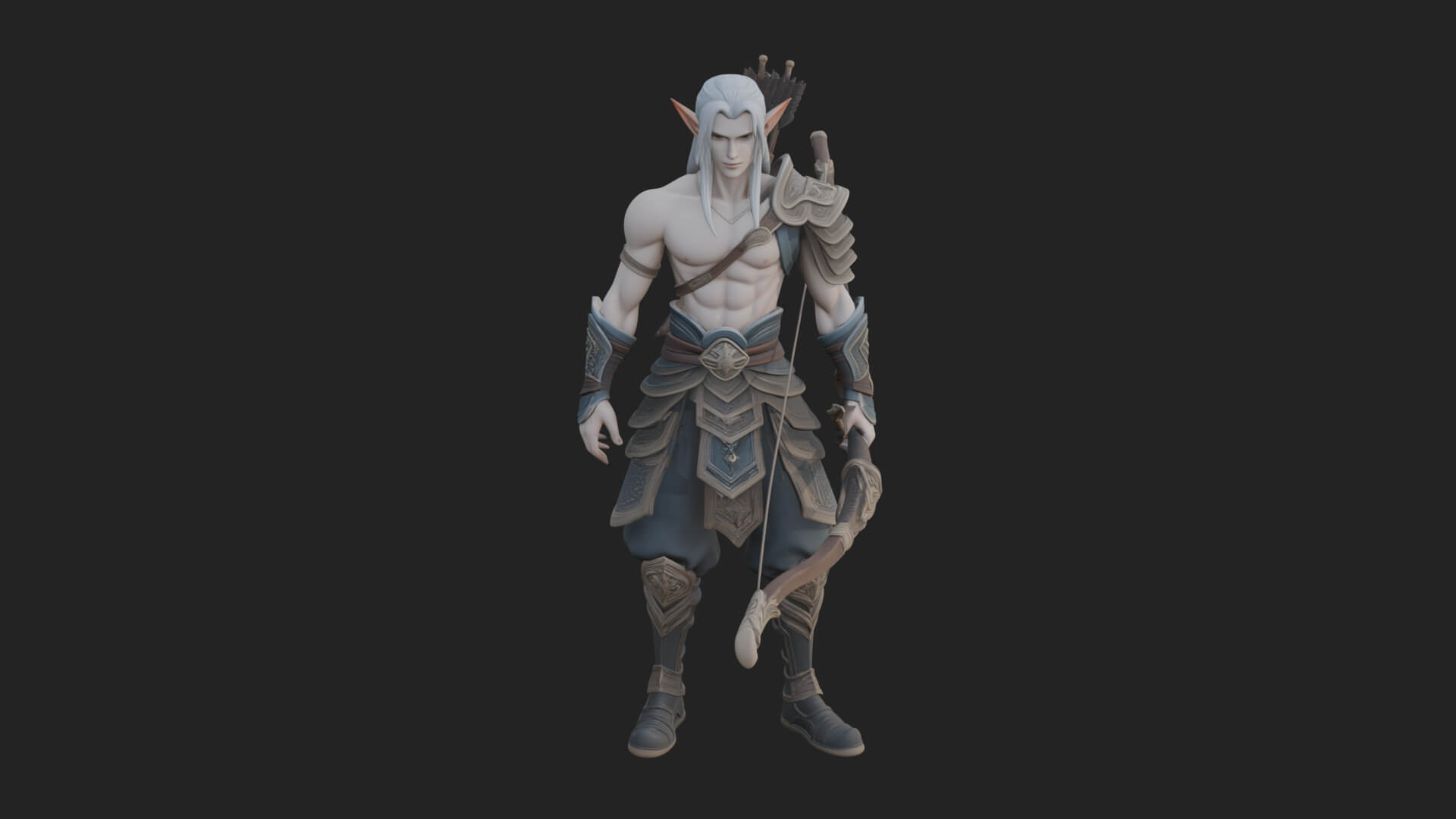 Elven Archer Statue Design 11 3D Print Model 3D Model