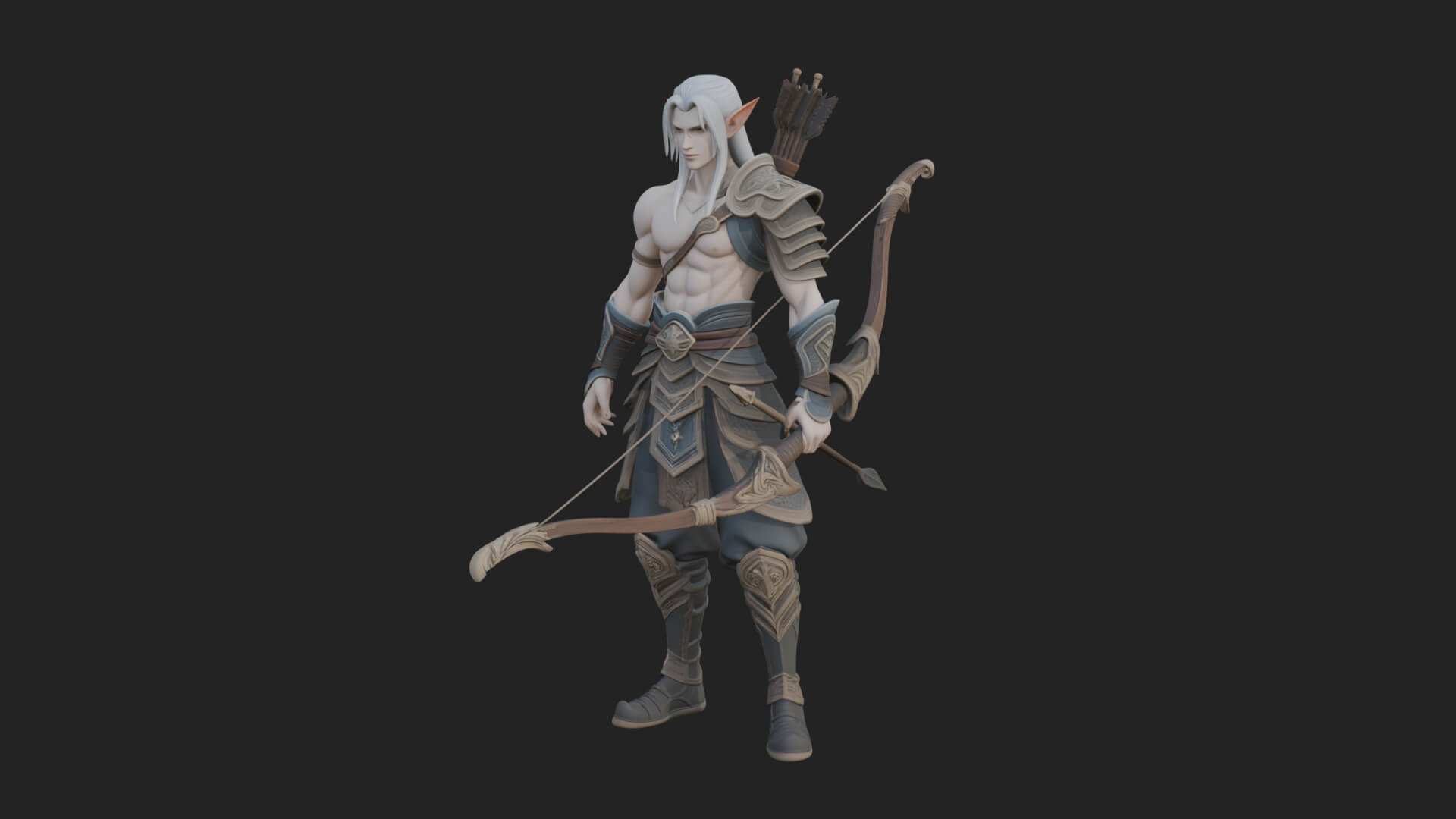 Elven Archer Statue Design 11 3D Print Model 3D Model