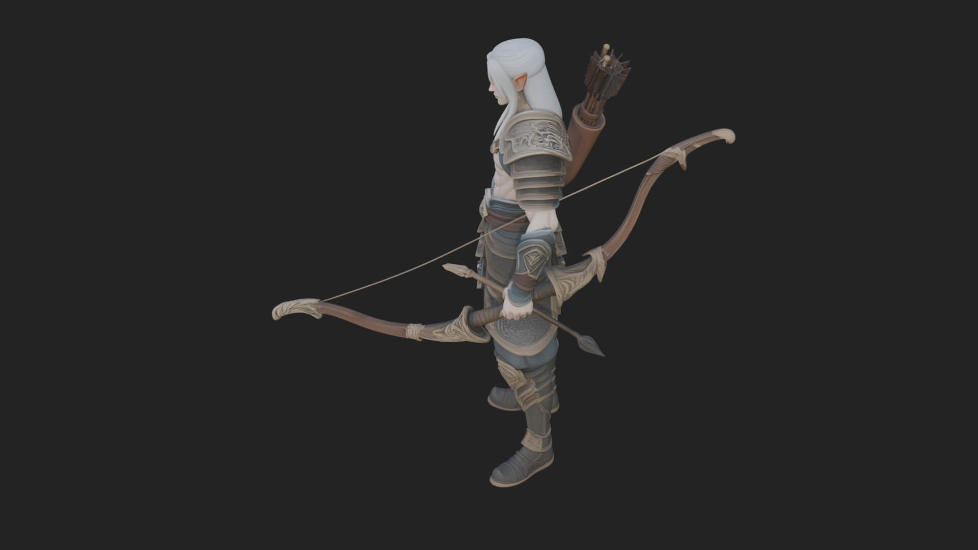 Elven Archer Statue Design 11 3D Print Model 3D Model