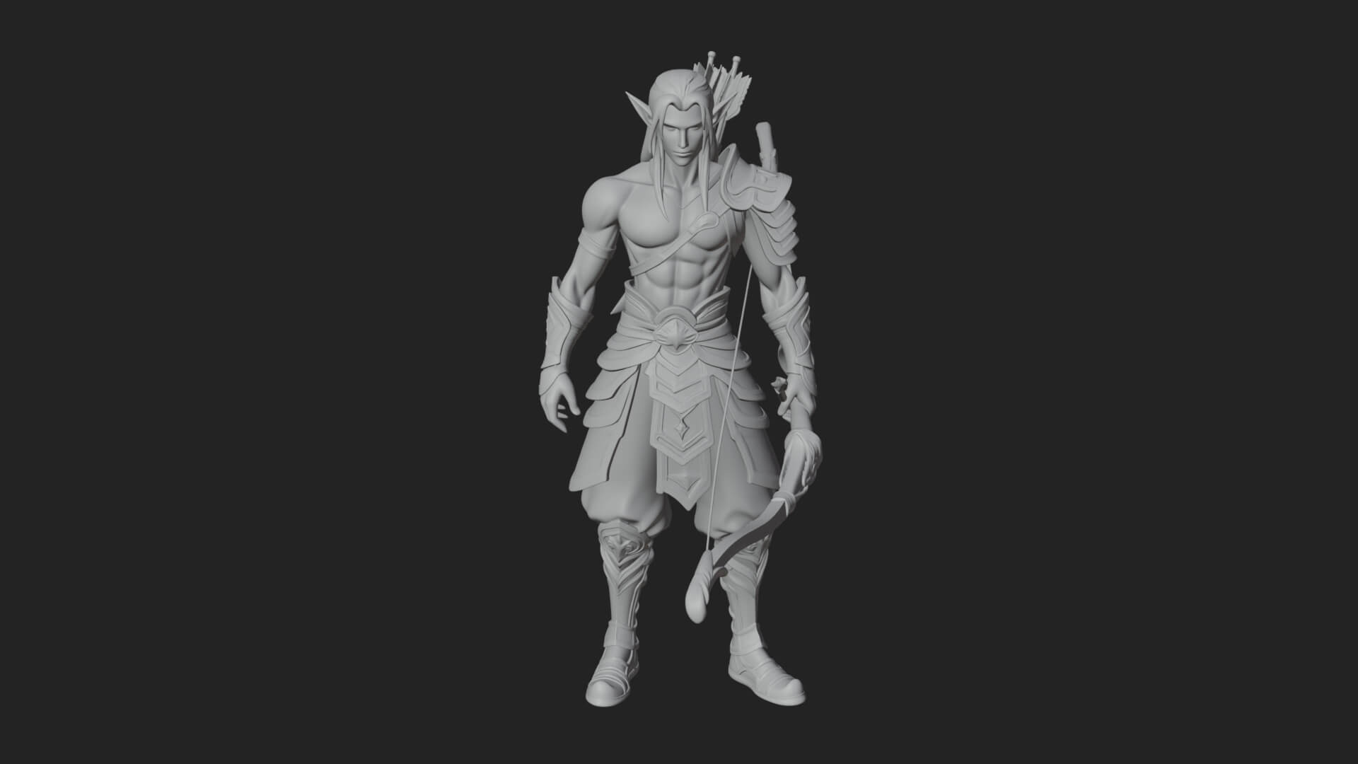 Elven Archer Statue Design 11 3D Print Model 3D Model