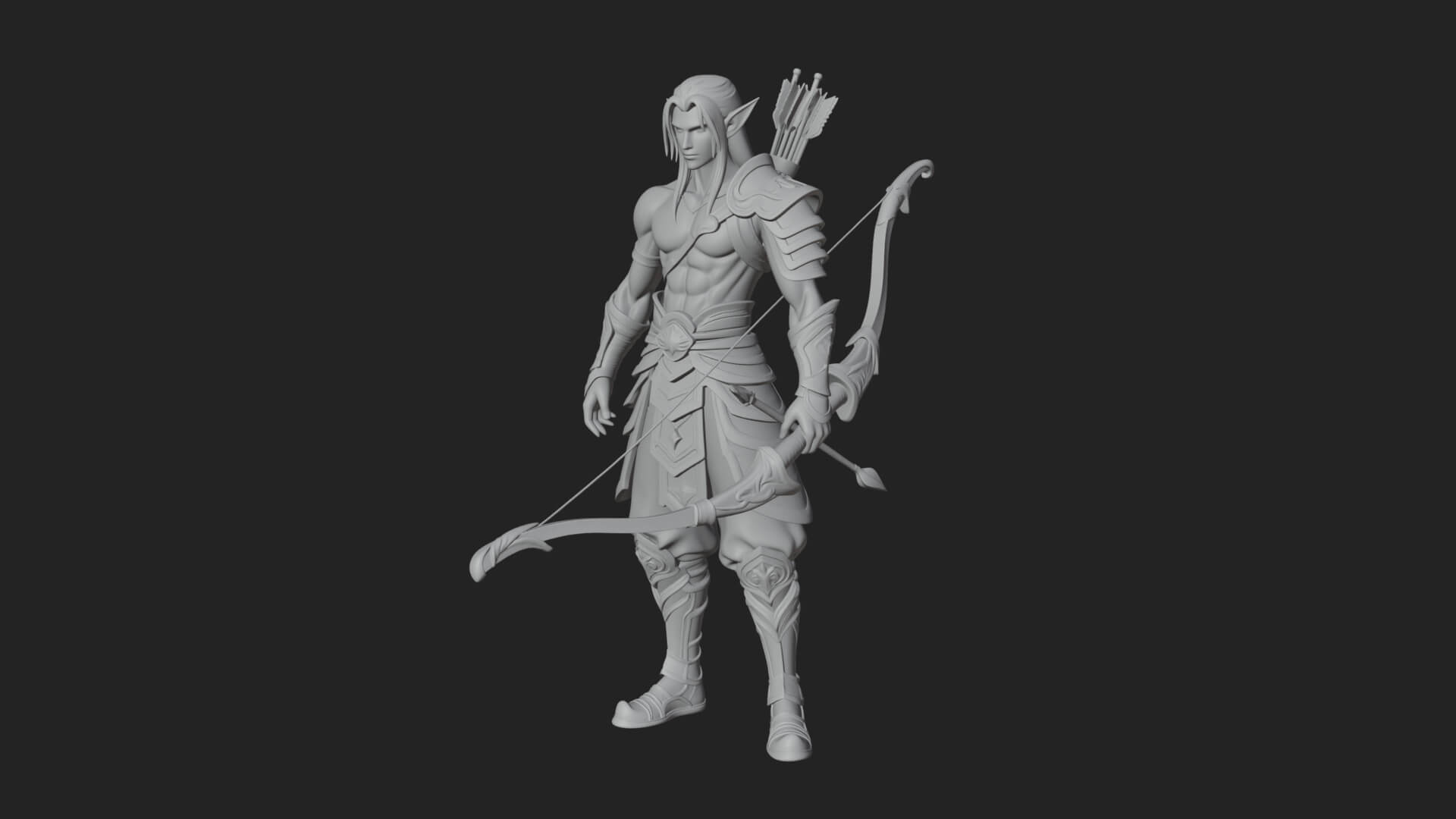 Elven Archer Statue Design 11 3D Print Model 3D Model