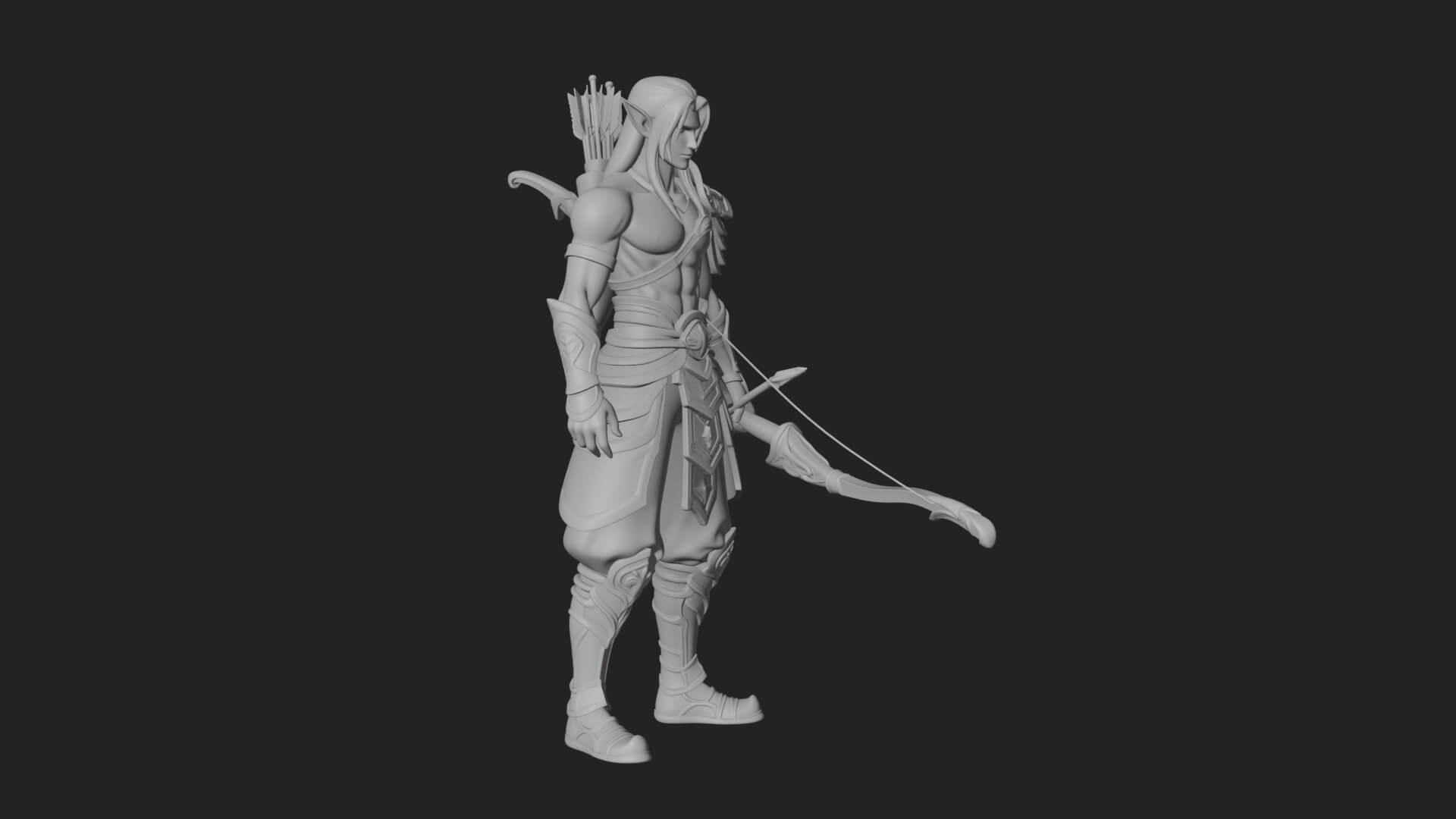 Elven Archer Statue Design 11 3D Print Model 3D Model