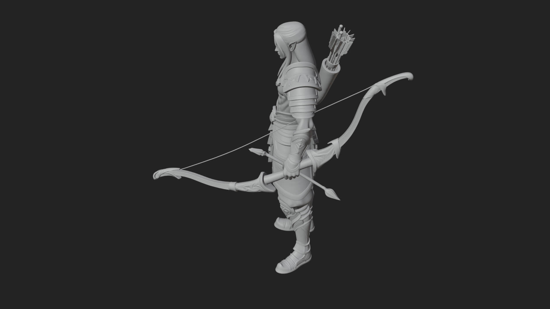 Elven Archer Statue Design 11 3D Print Model 3D Model