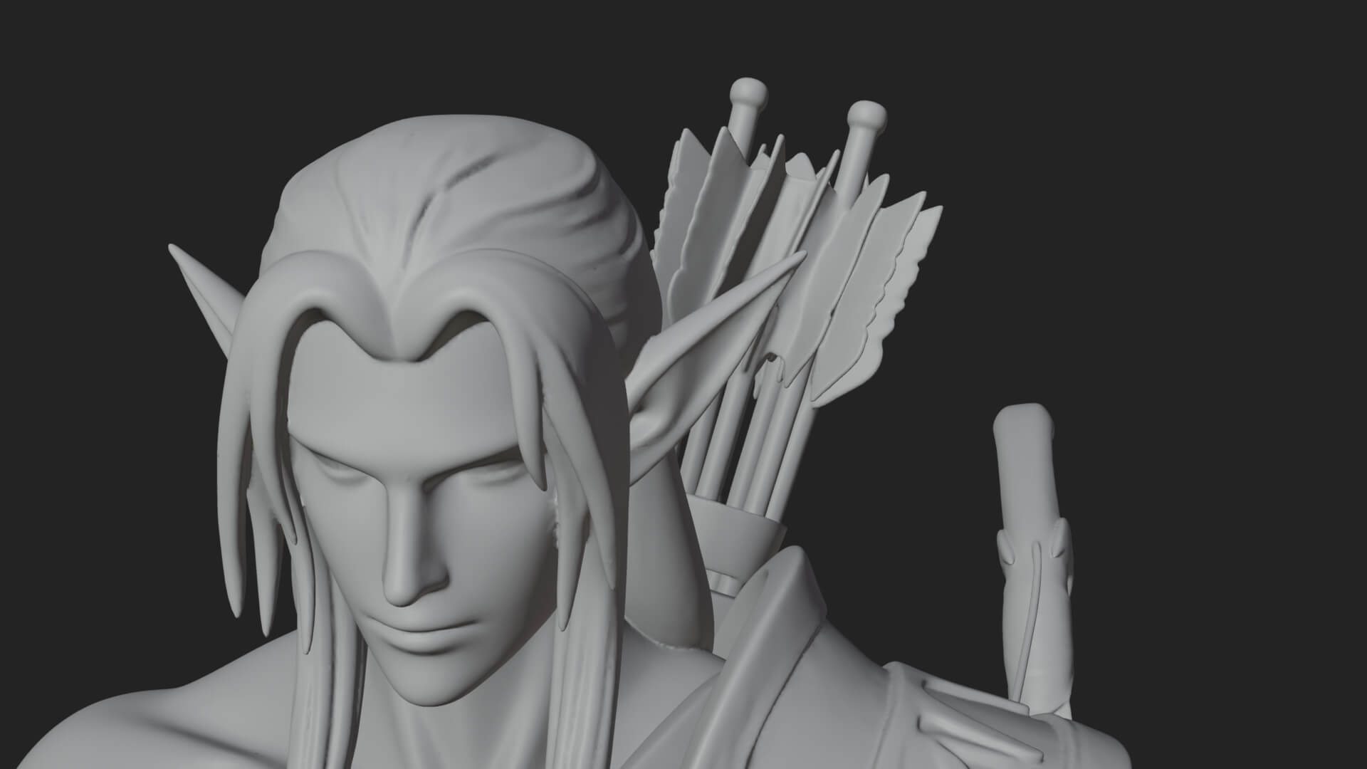 Elven Archer Statue Design 11 3D Print Model 3D Model