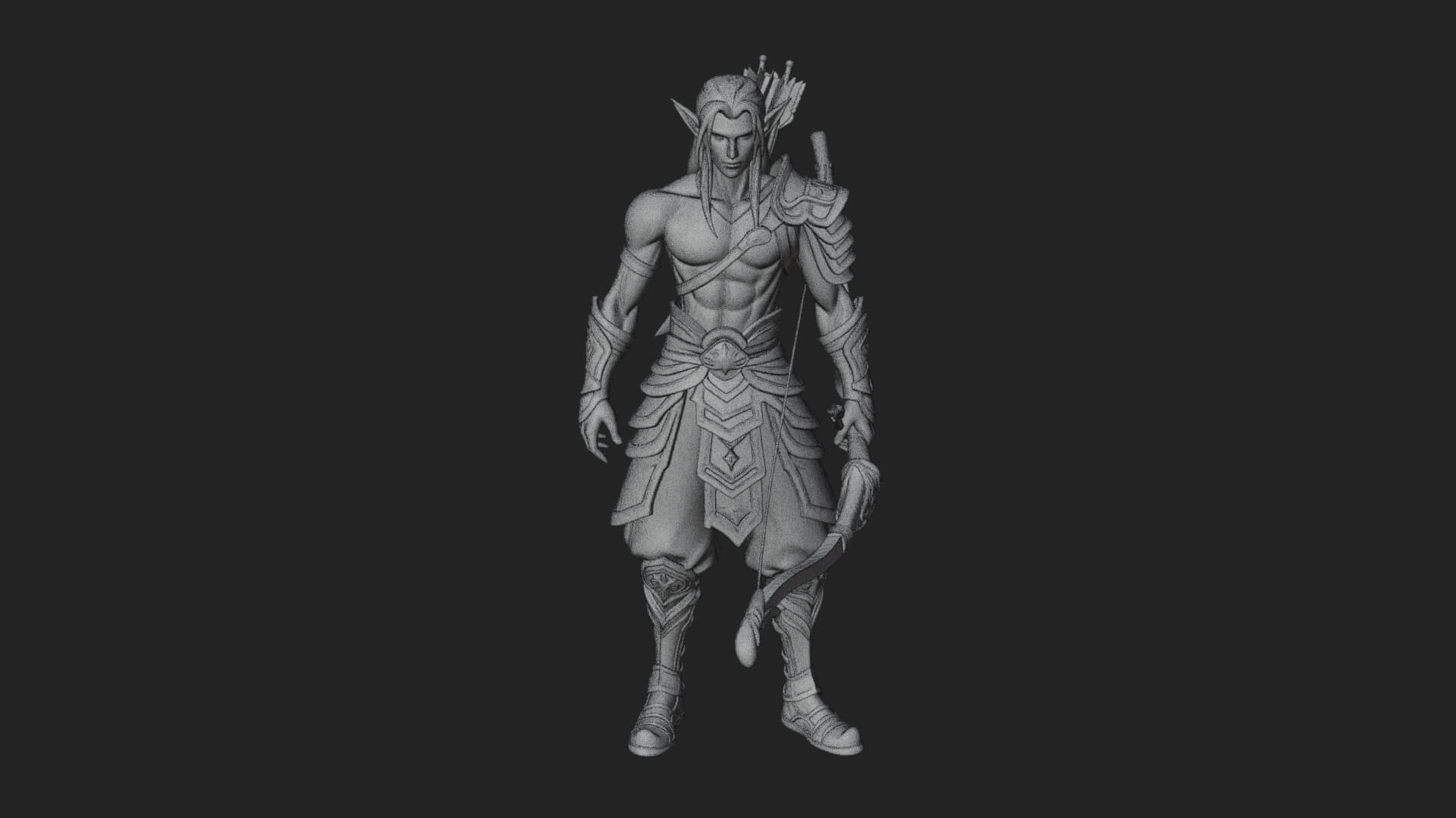 Elven Archer Statue Design 11 3D Print Model 3D Model