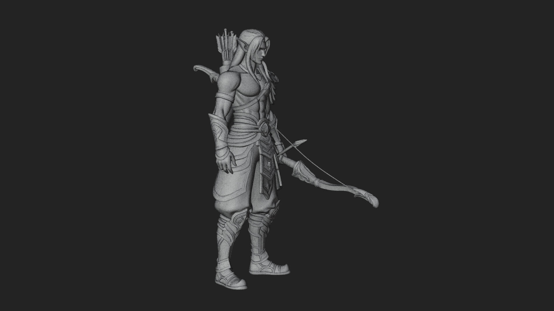 Elven Archer Statue Design 11 3D Print Model 3D Model