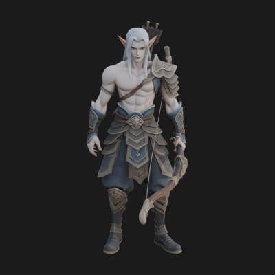 Elven Archer Statue Design 11 3D Print Model