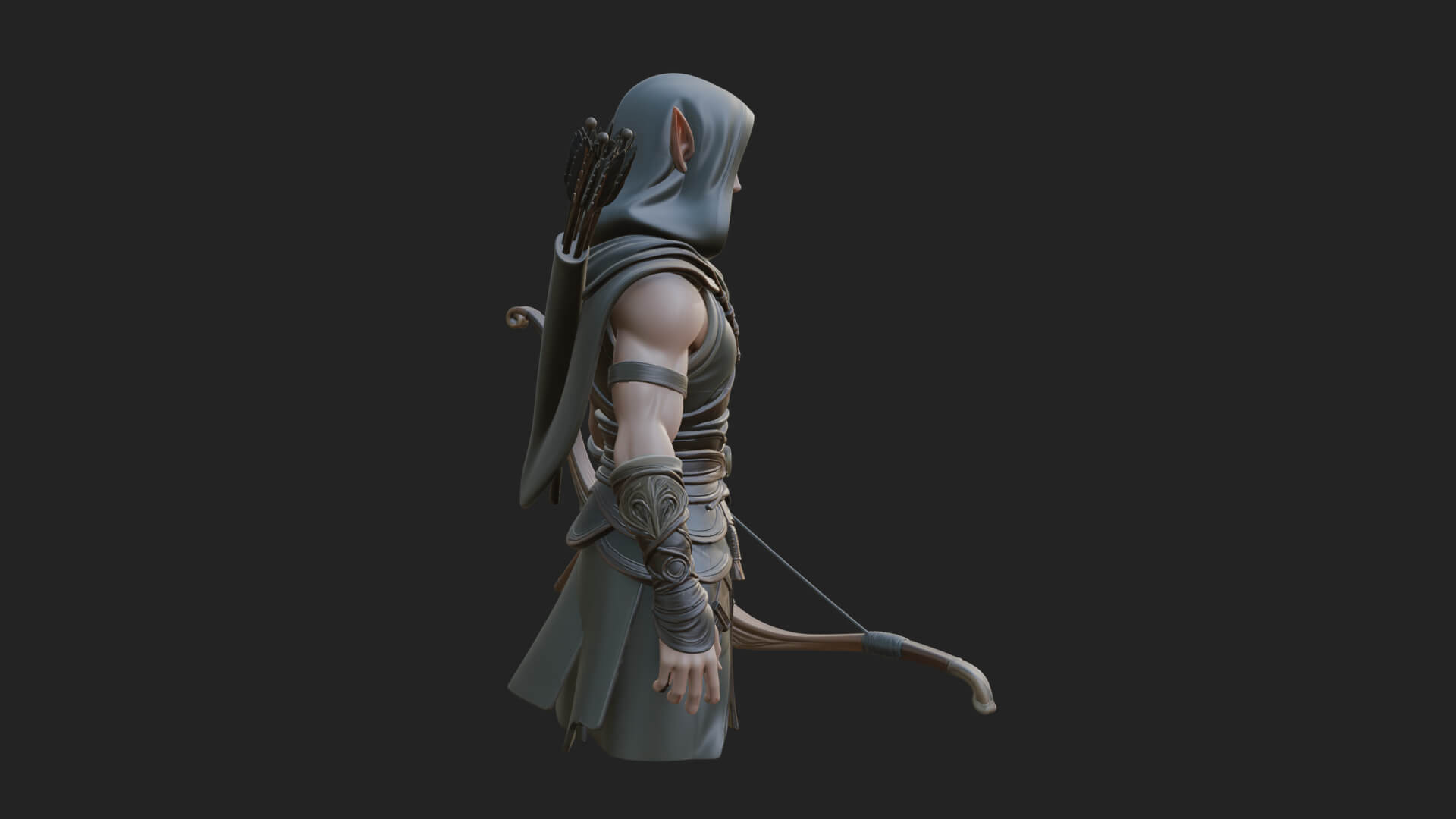 Elven Archer Statue Design 12 3D Print Model 3D Model