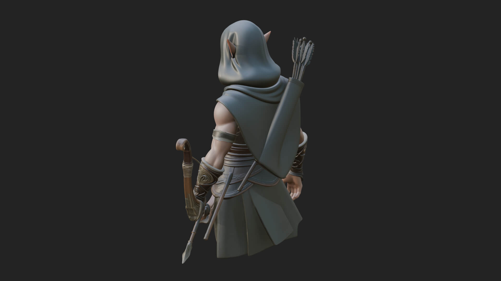 Elven Archer Statue Design 12 3D Print Model 3D Model