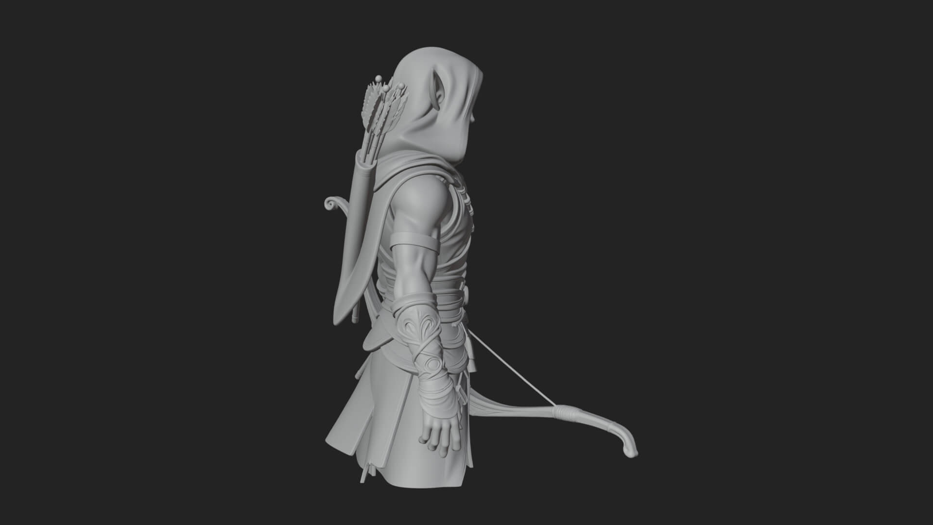 Elven Archer Statue Design 12 3D Print Model 3D Model