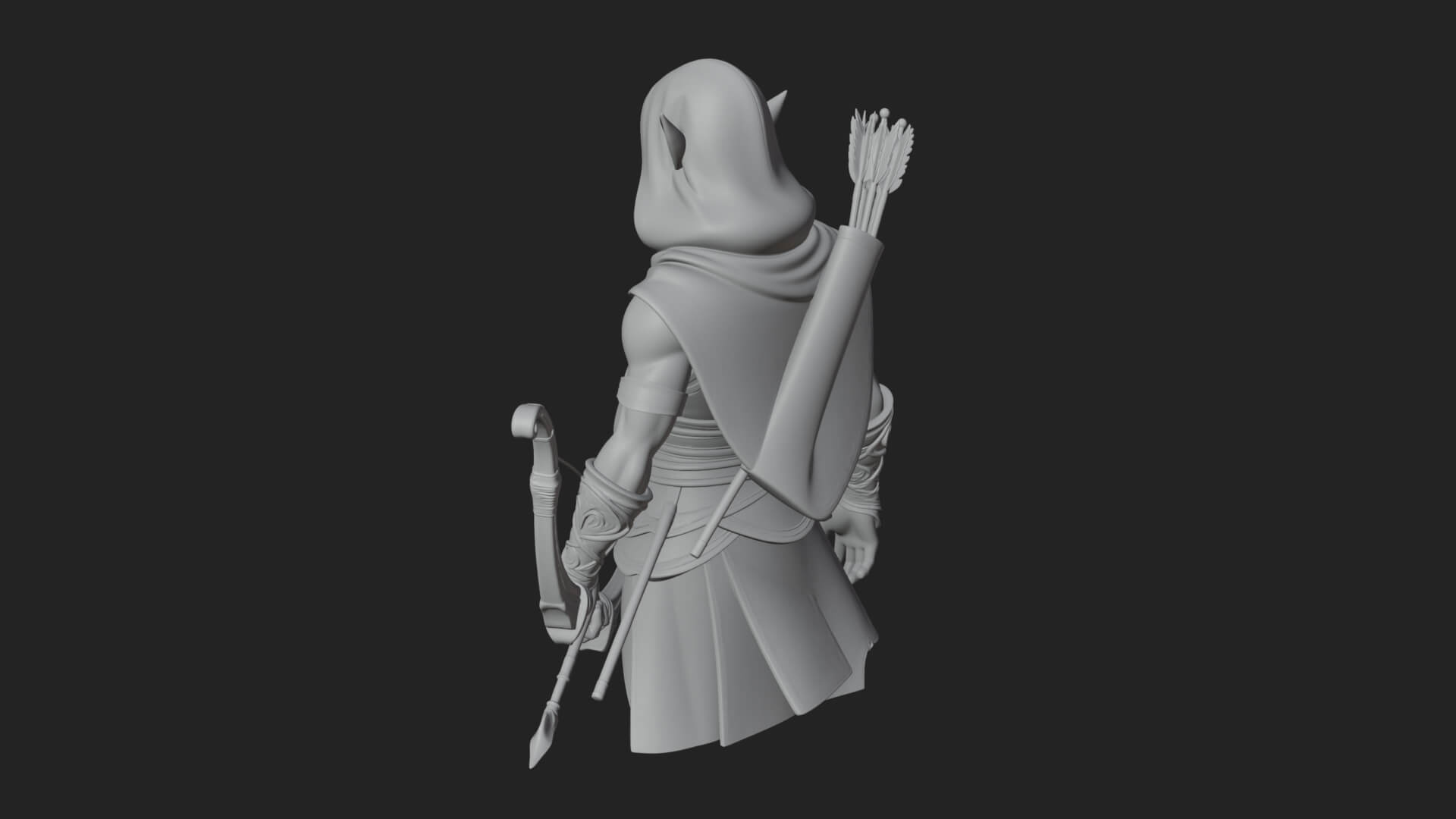 Elven Archer Statue Design 12 3D Print Model 3D Model