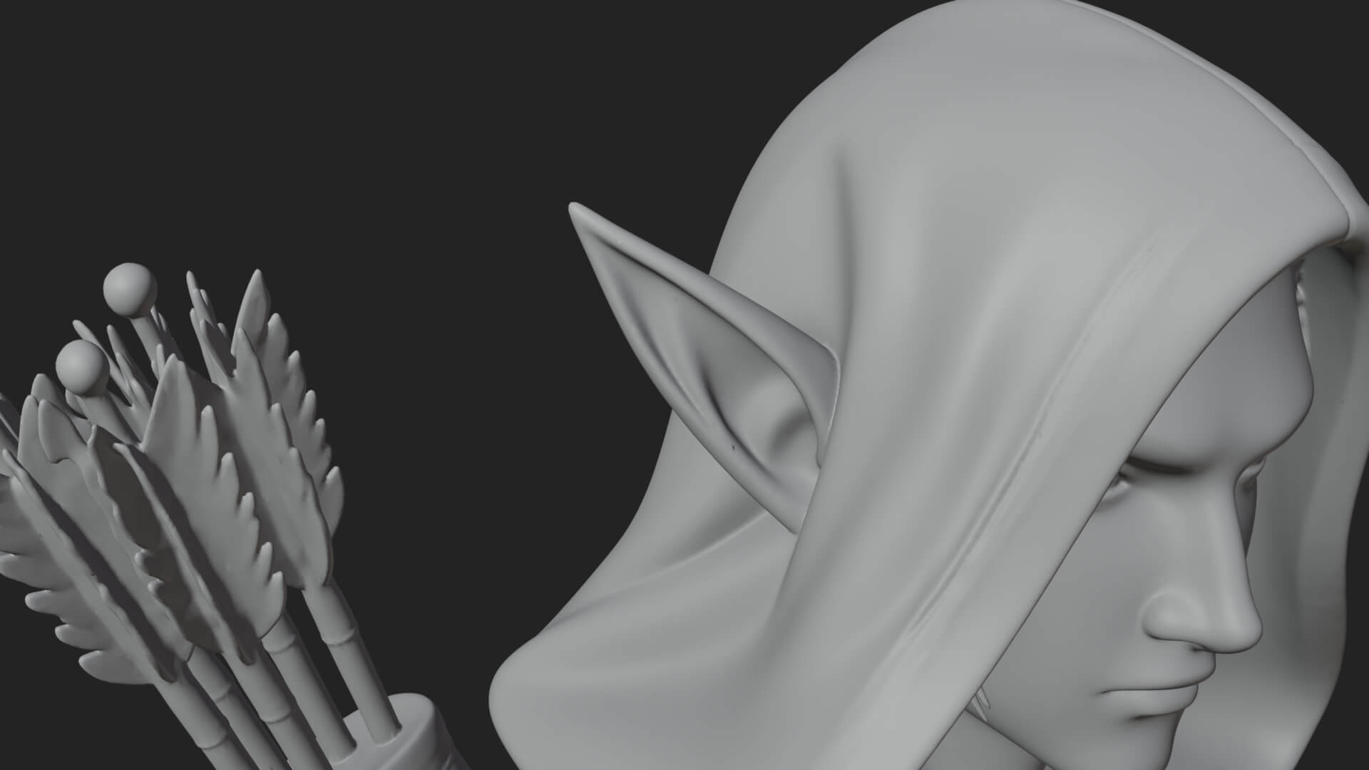 Elven Archer Statue Design 12 3D Print Model 3D Model