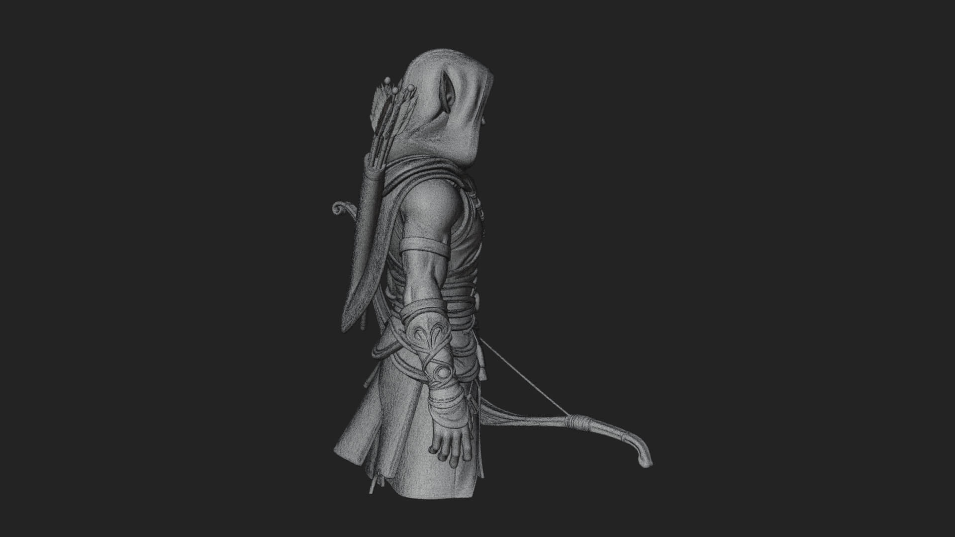 Elven Archer Statue Design 12 3D Print Model 3D Model