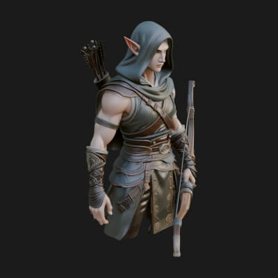 Elven Archer Statue Design 12 3D Print Model