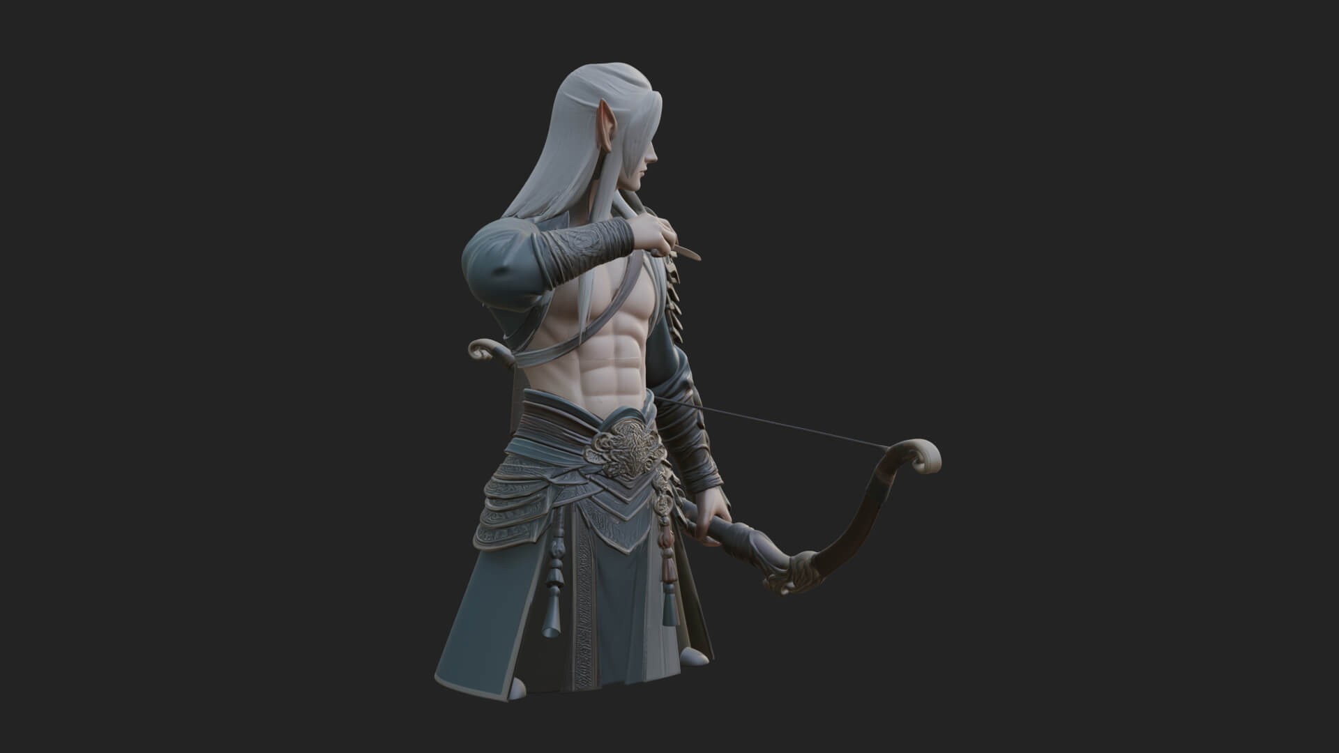 Elven Archer Statue Design 13 3D Print Model 3D Model