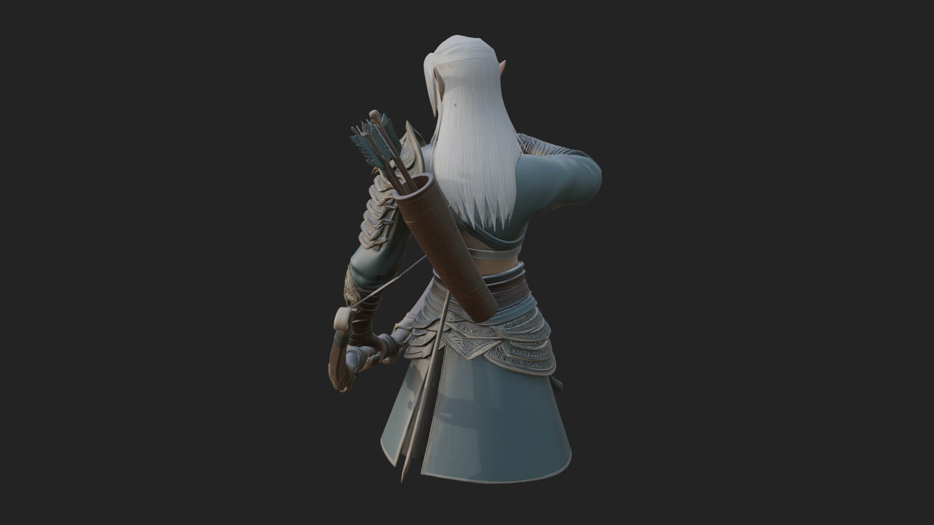 Elven Archer Statue Design 13 3D Print Model 3D Model