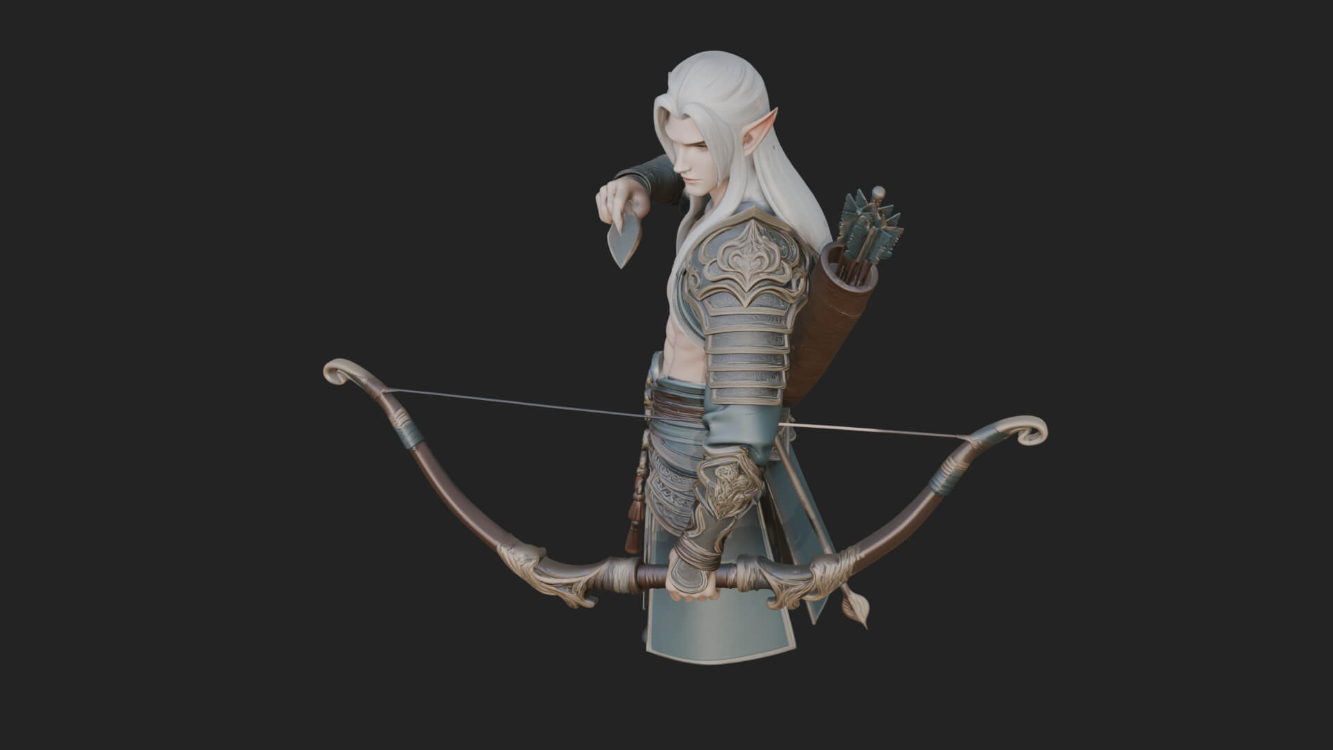 Elven Archer Statue Design 13 3D Print Model 3D Model