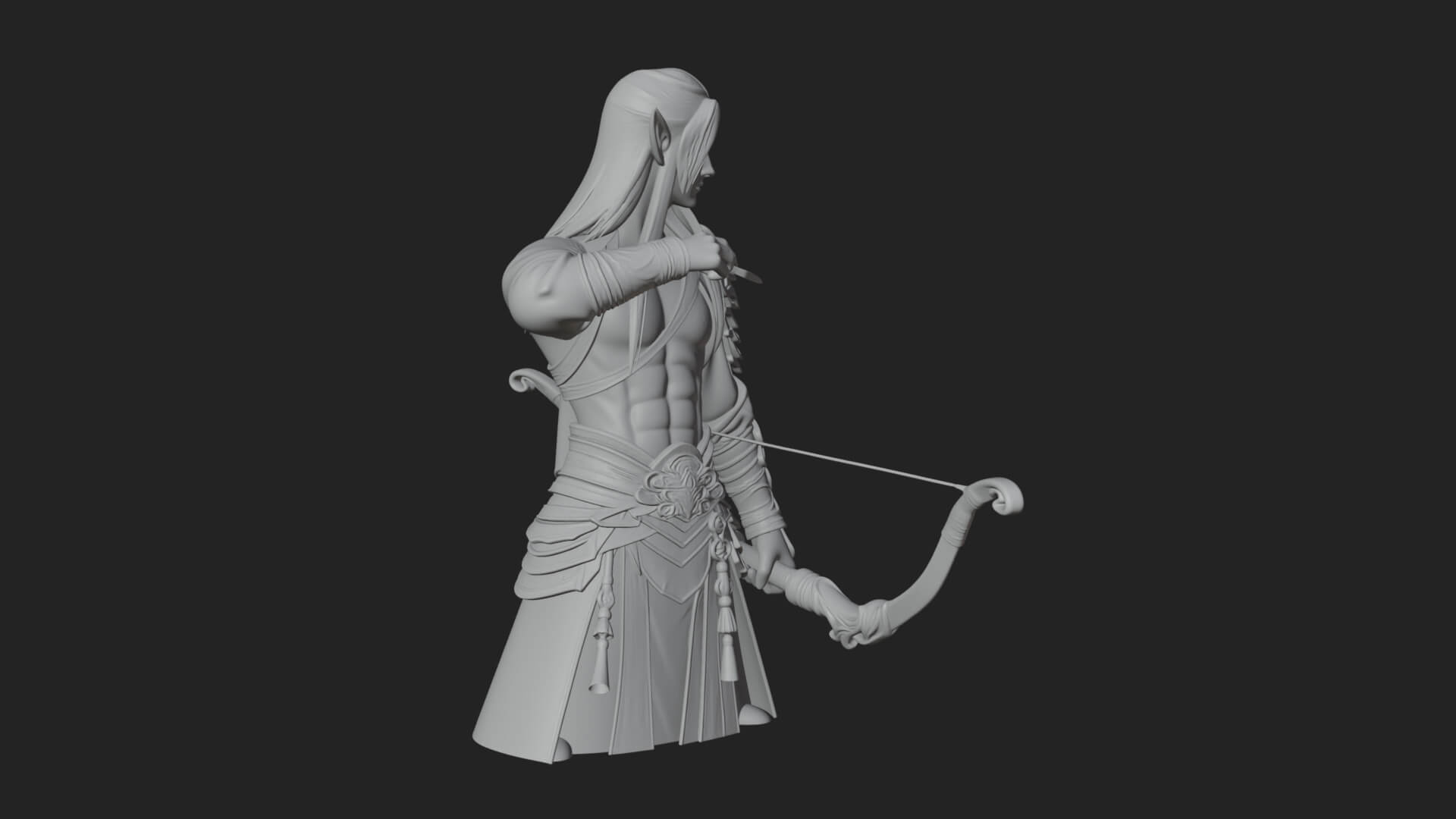 Elven Archer Statue Design 13 3D Print Model 3D Model