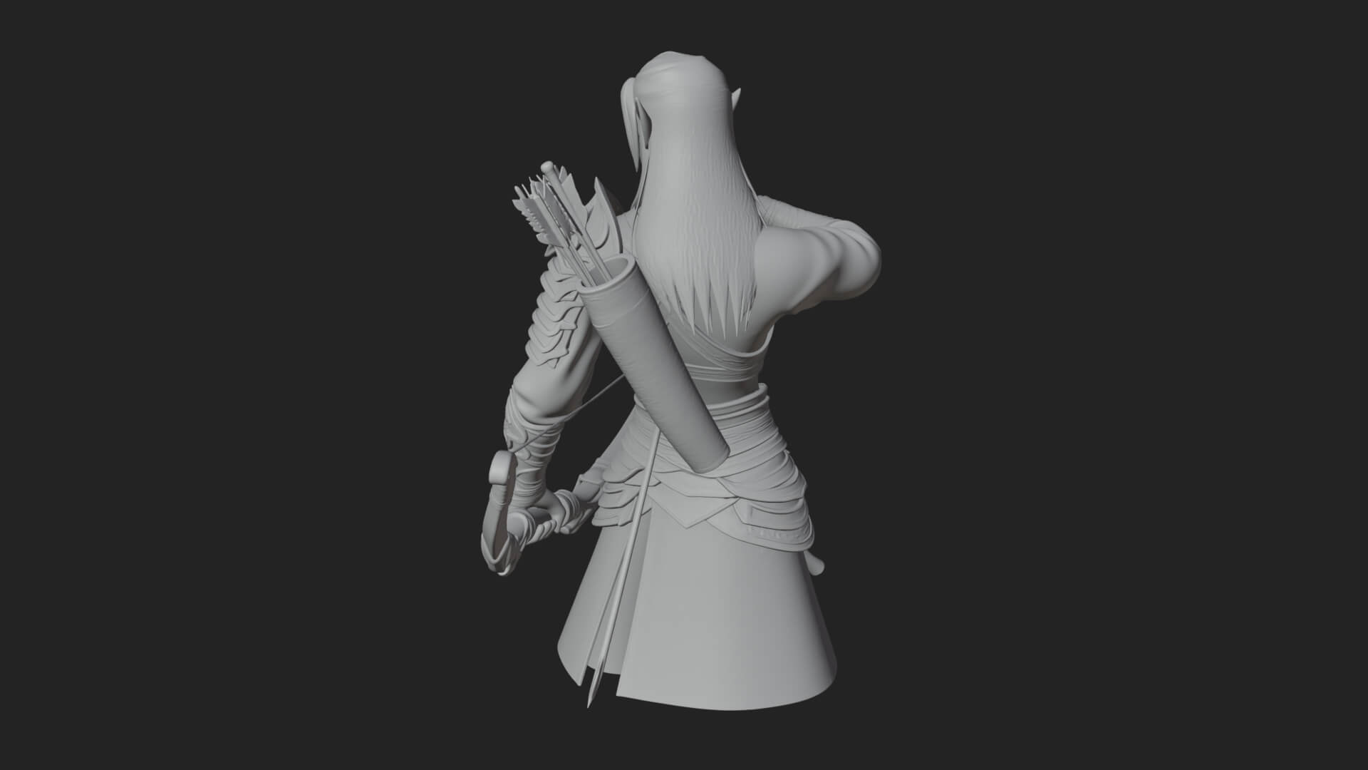 Elven Archer Statue Design 13 3D Print Model 3D Model