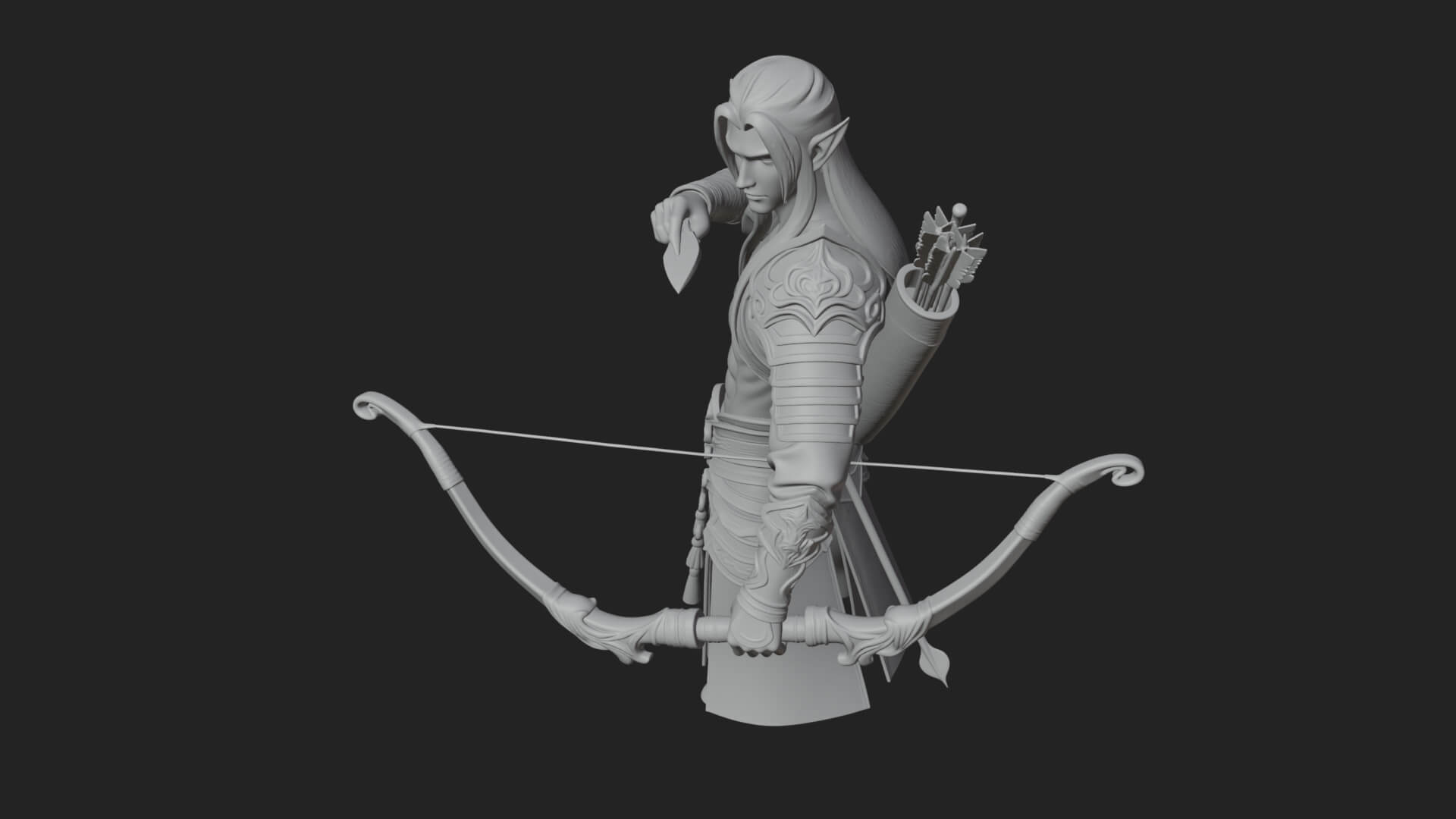 Elven Archer Statue Design 13 3D Print Model 3D Model