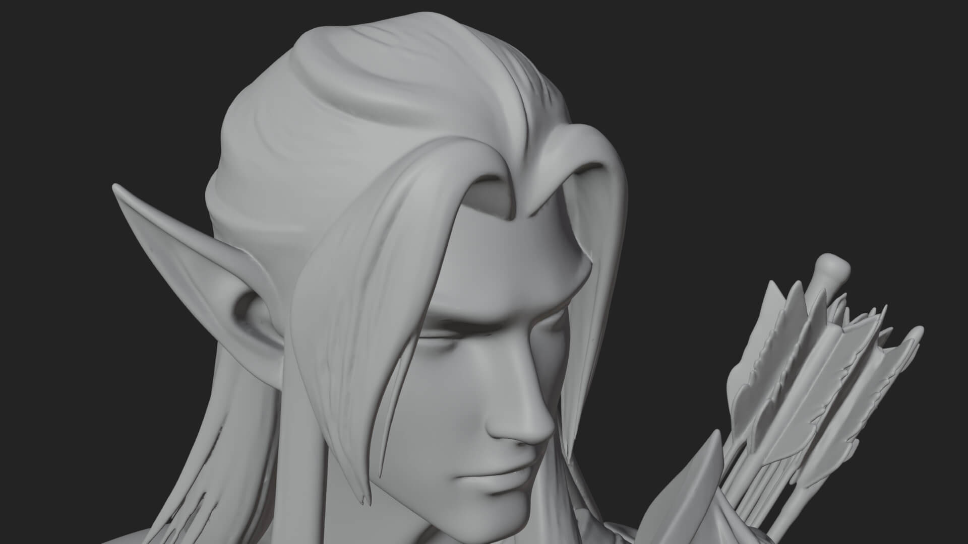 Elven Archer Statue Design 13 3D Print Model 3D Model