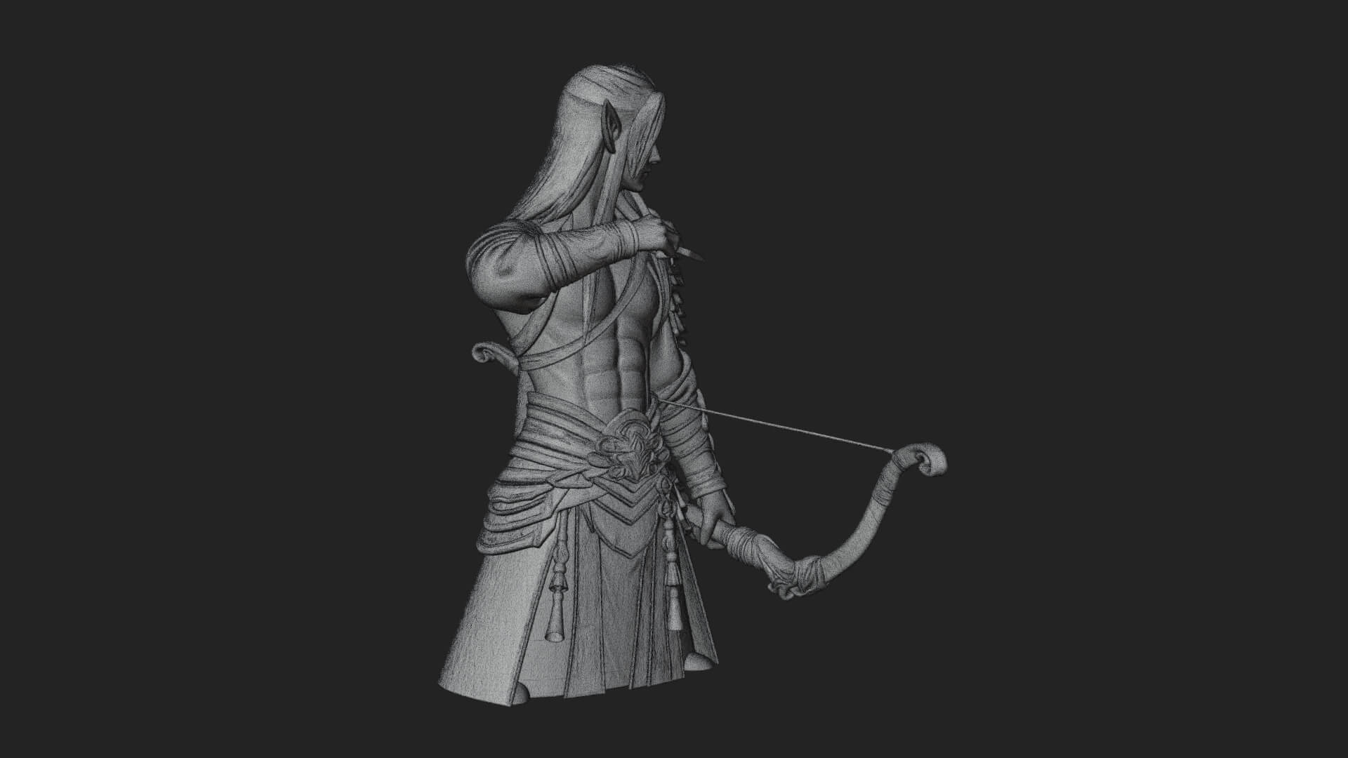 Elven Archer Statue Design 13 3D Print Model 3D Model