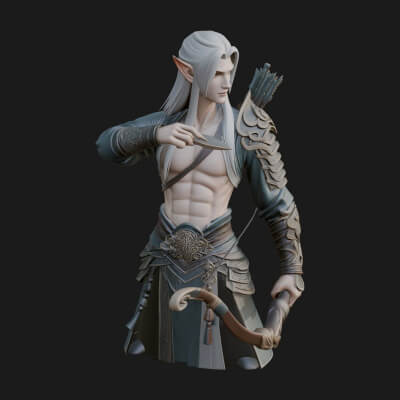 Elven Archer Statue Design 13 3D Print Model
