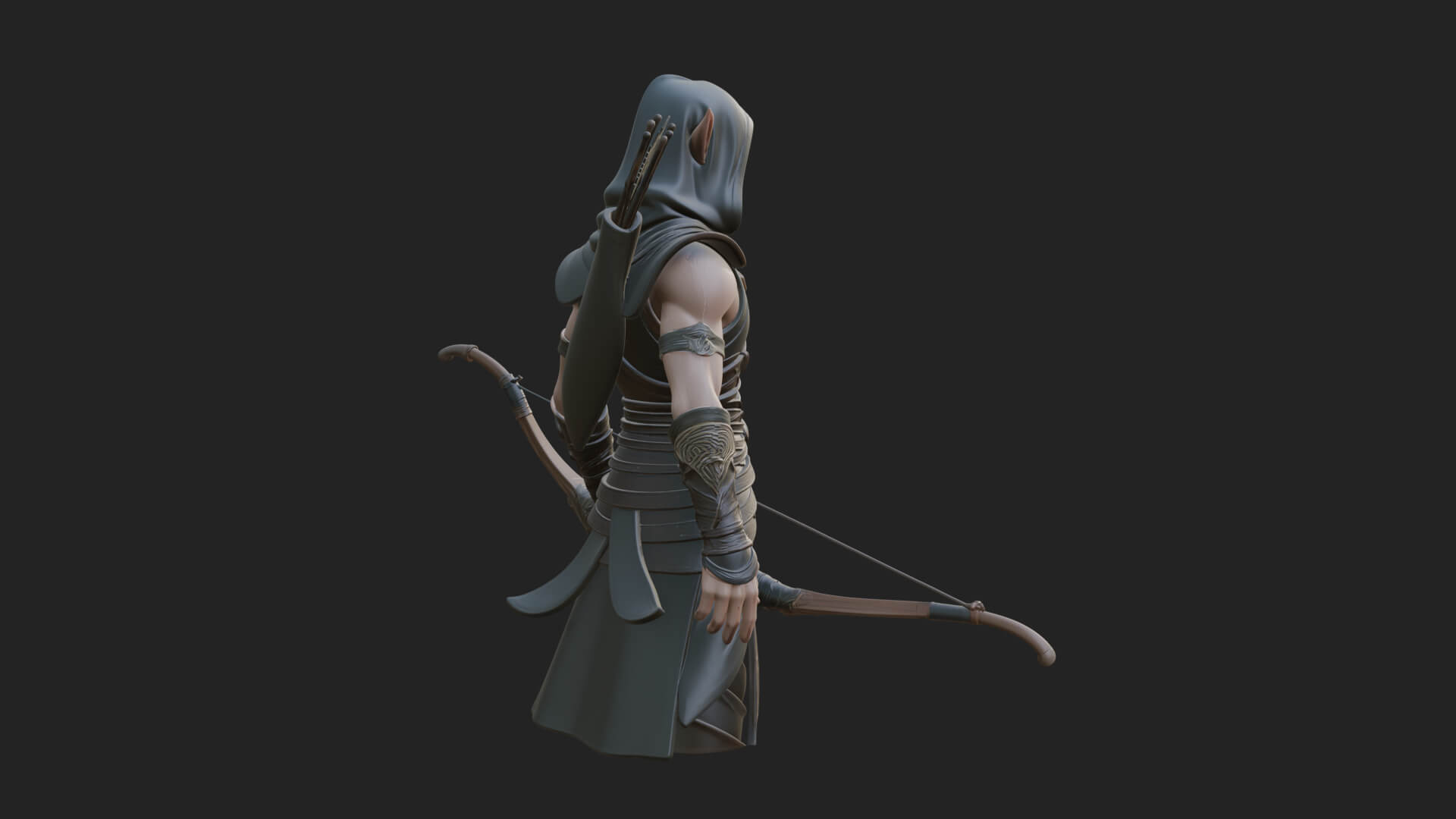 Elven Archer Statue Design 14 3D Print Model 3D Model