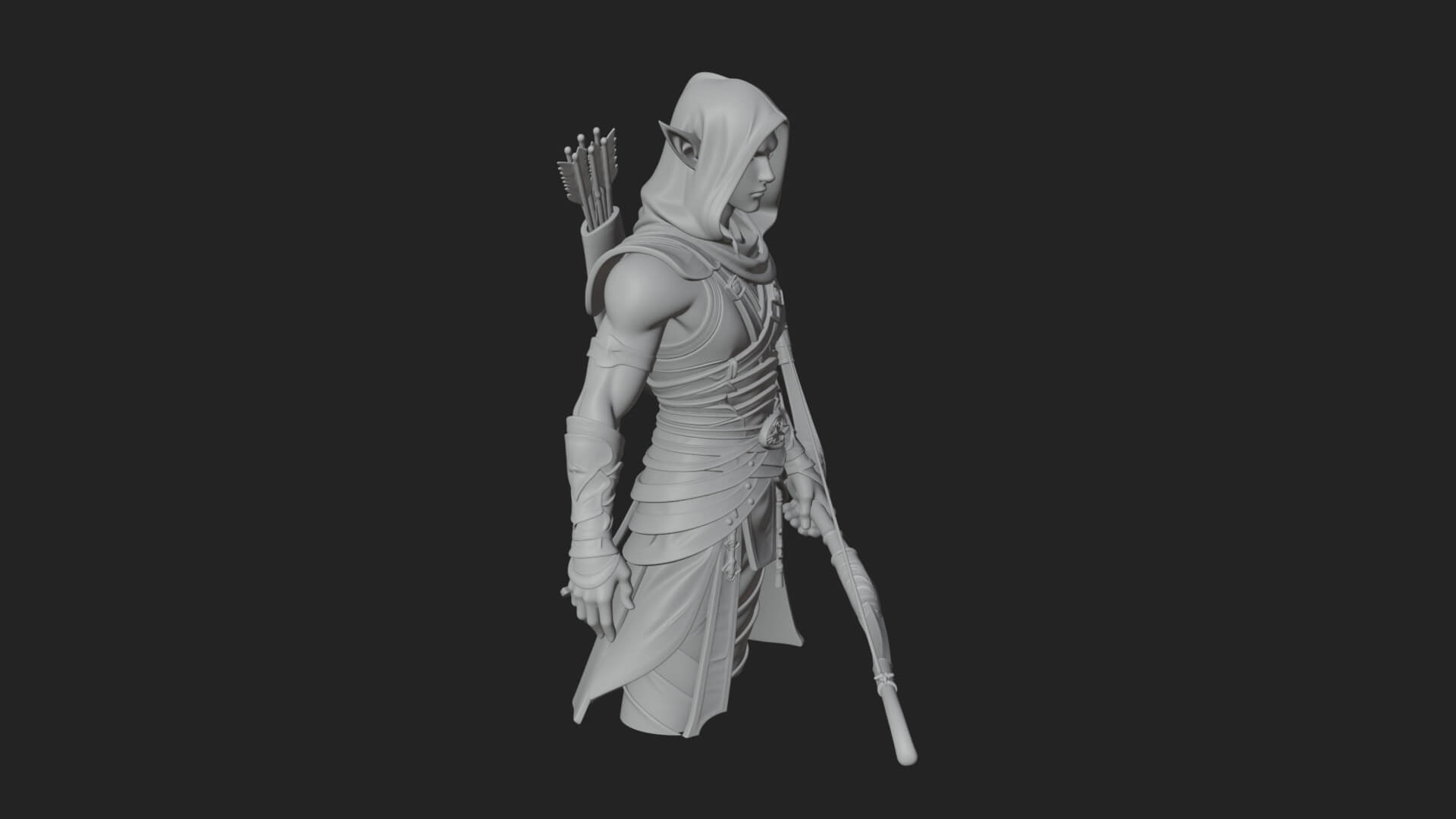 Elven Archer Statue Design 14 3D Print Model 3D Model