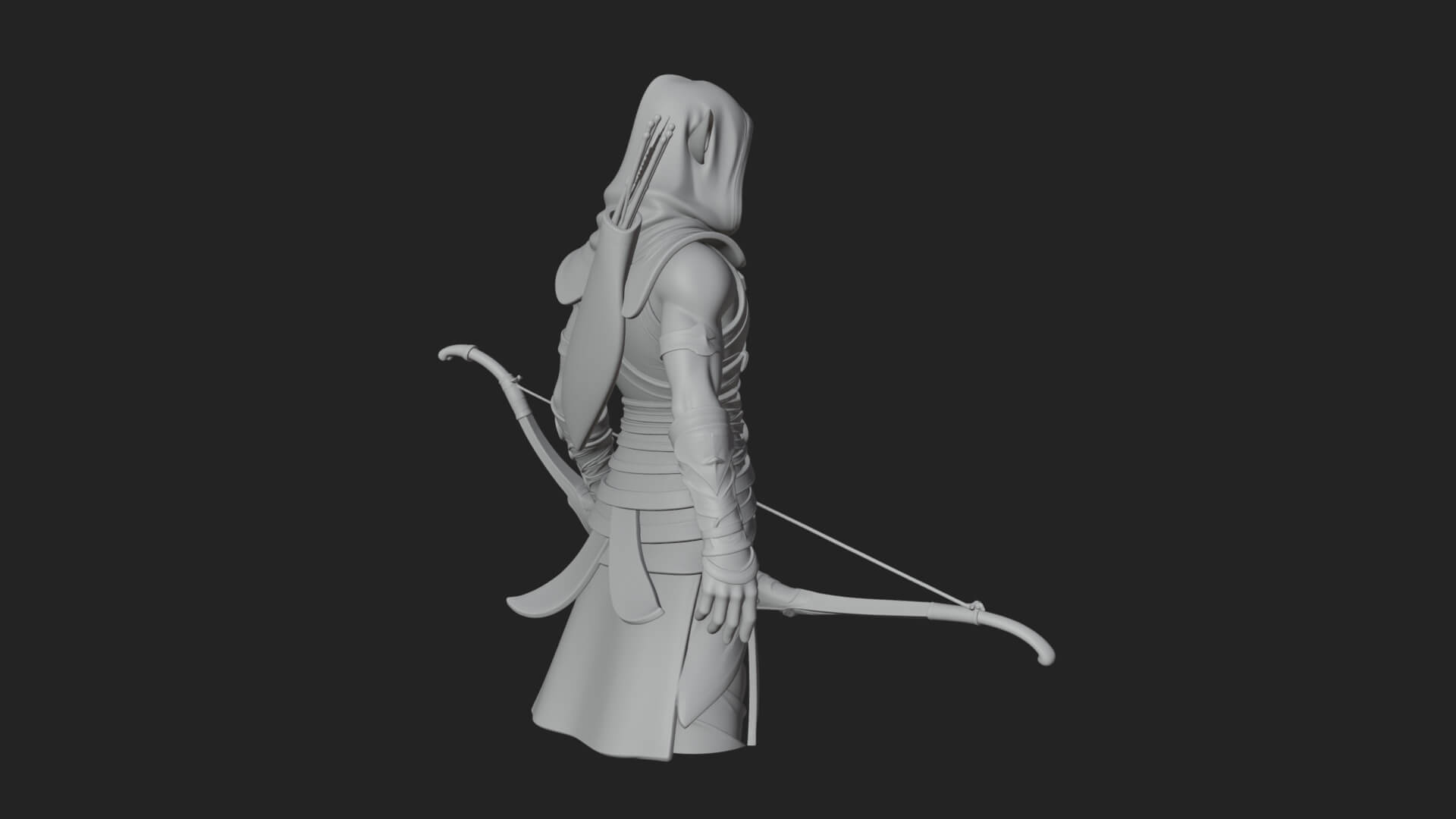 Elven Archer Statue Design 14 3D Print Model 3D Model
