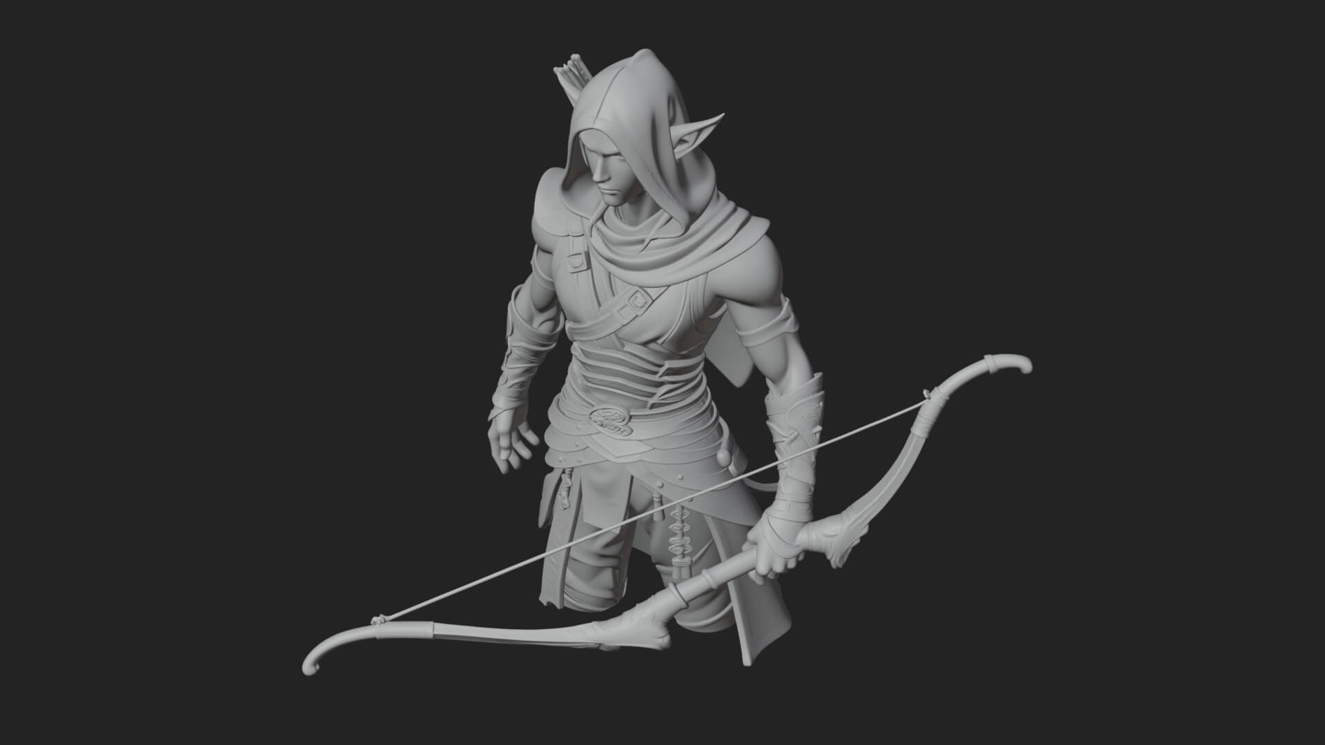 Elven Archer Statue Design 14 3D Print Model 3D Model