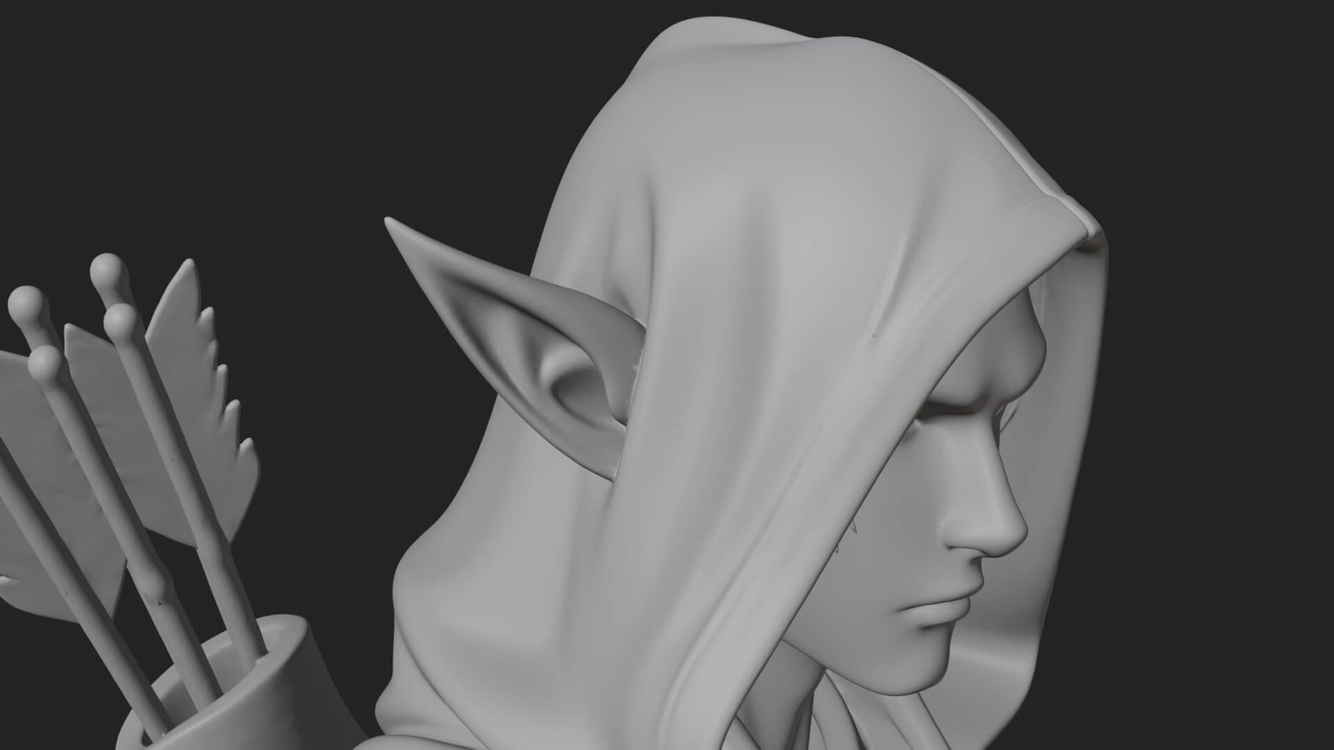 Elven Archer Statue Design 14 3D Print Model 3D Model