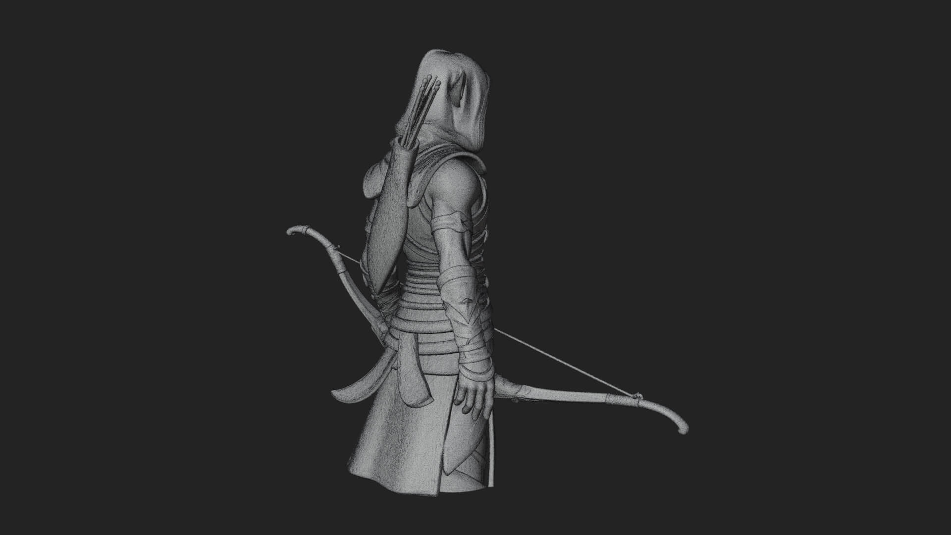 Elven Archer Statue Design 14 3D Print Model 3D Model