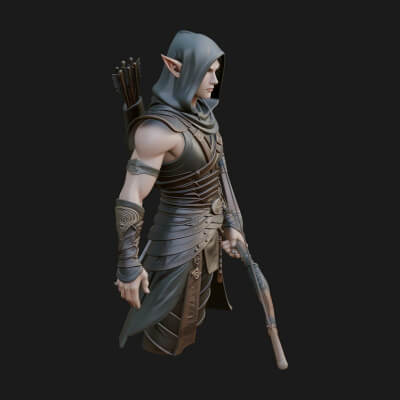 Elven Archer Statue Design 14 3D Print Model