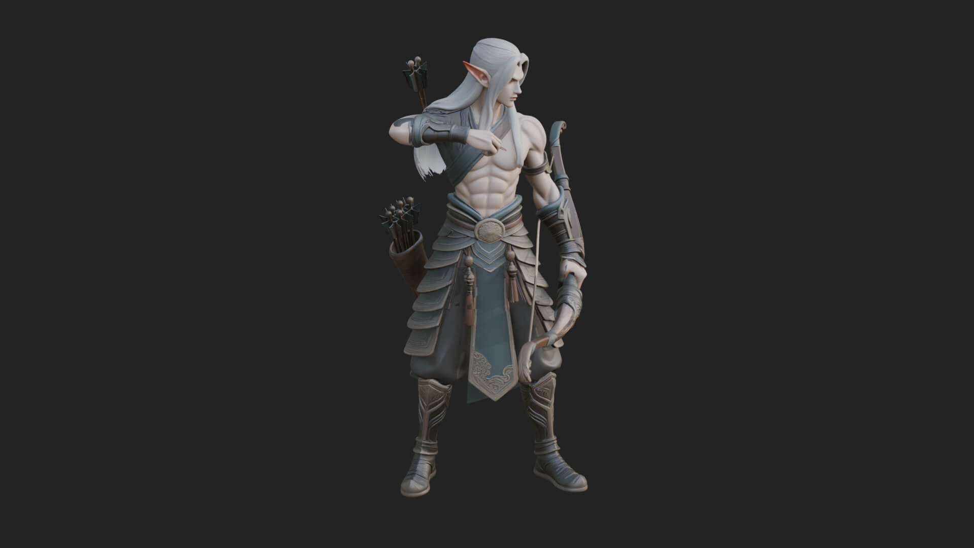 Elven Archer Statue Design 15 3d Print Model 3D Model