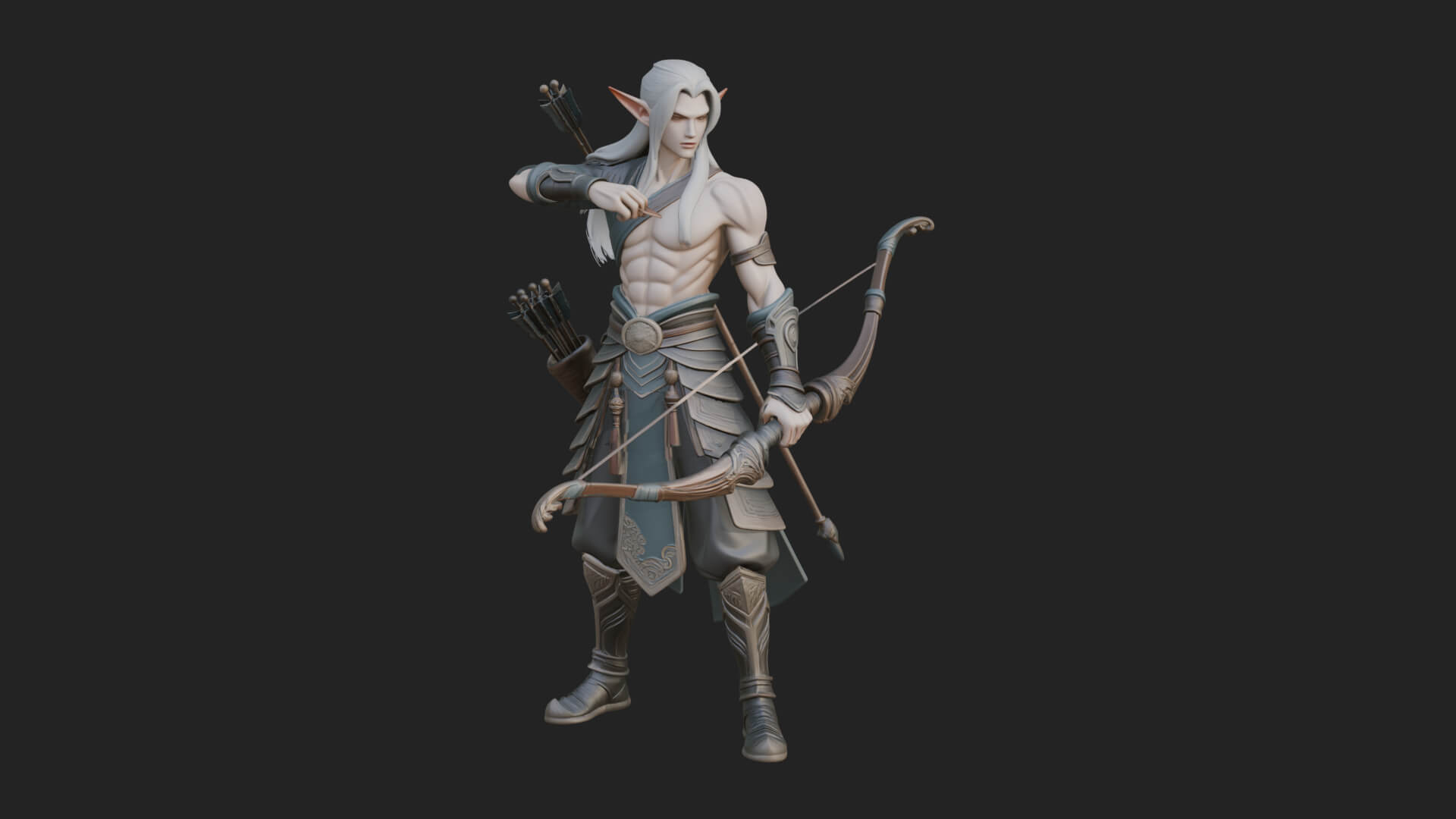 Elven Archer Statue Design 15 3d Print Model 3D Model