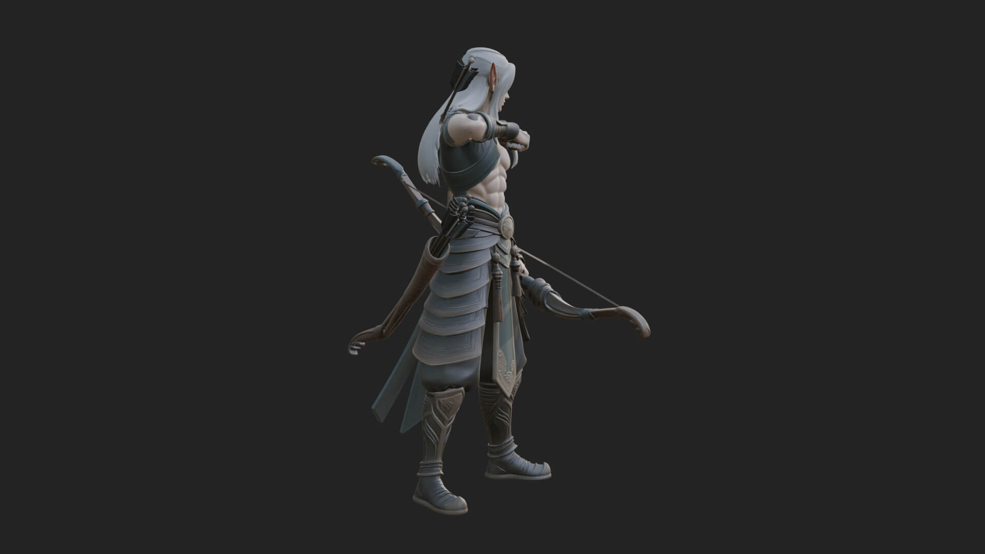 Elven Archer Statue Design 15 3d Print Model 3D Model
