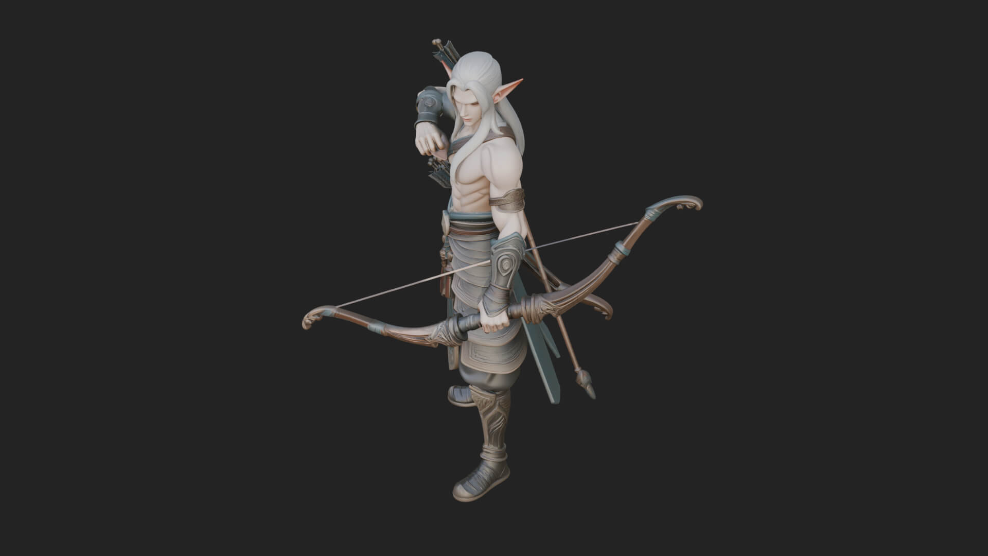 Elven Archer Statue Design 15 3d Print Model 3D Model
