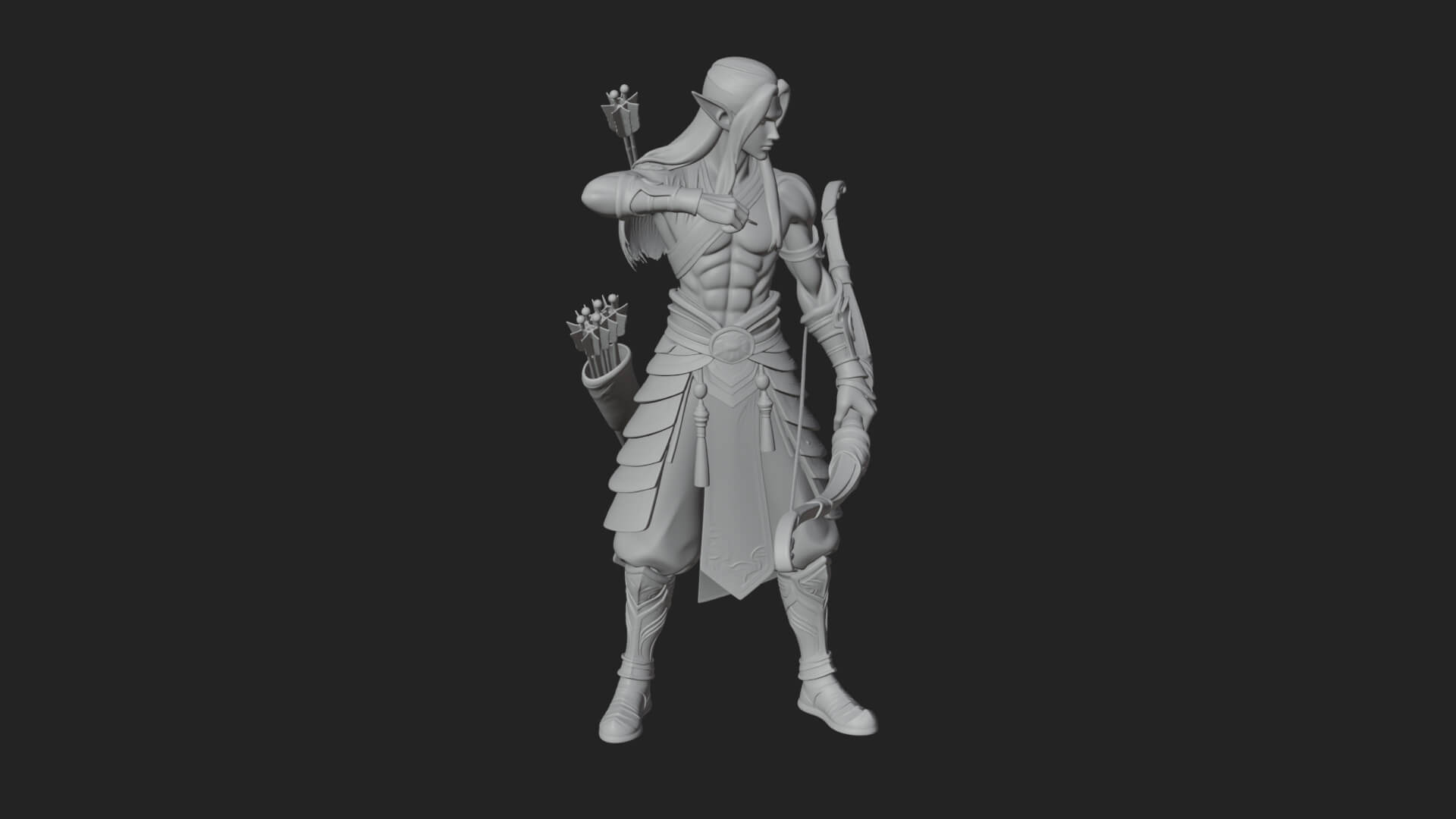 Elven Archer Statue Design 15 3d Print Model 3D Model