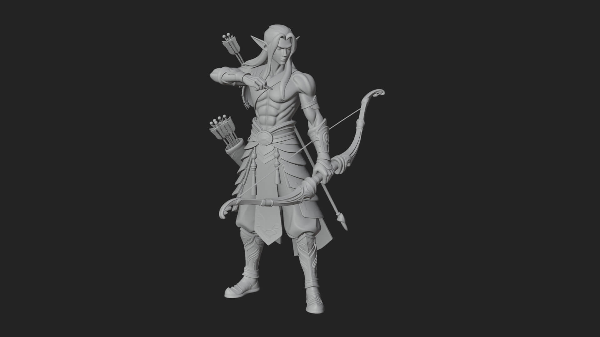Elven Archer Statue Design 15 3d Print Model 3D Model