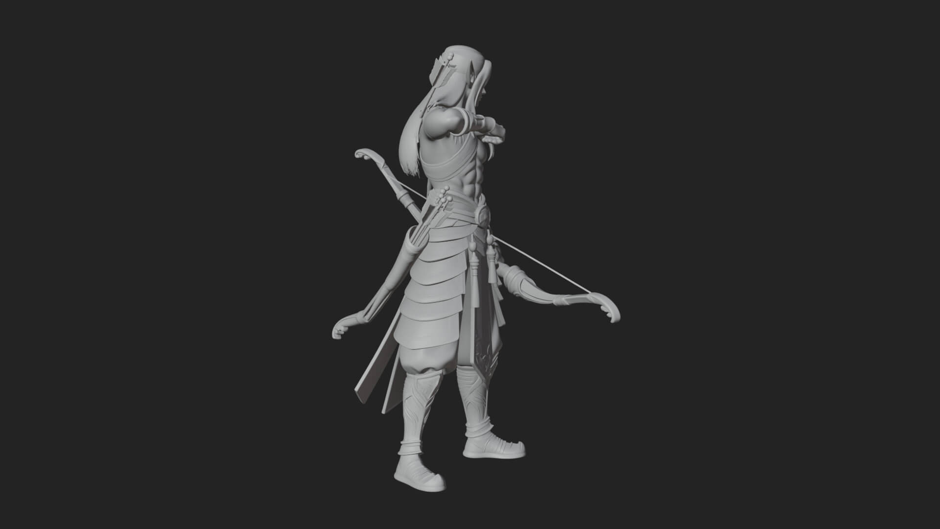 Elven Archer Statue Design 15 3d Print Model 3D Model