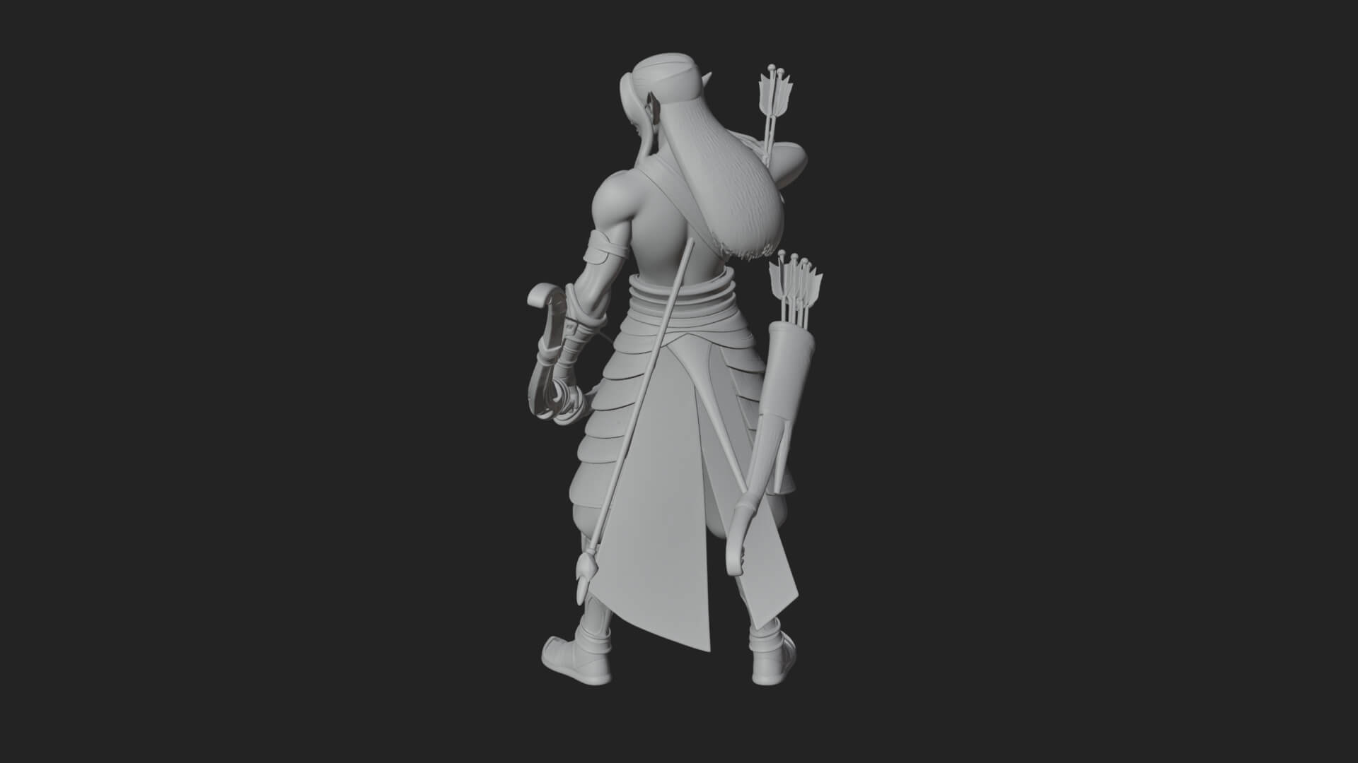 Elven Archer Statue Design 15 3d Print Model 3D Model