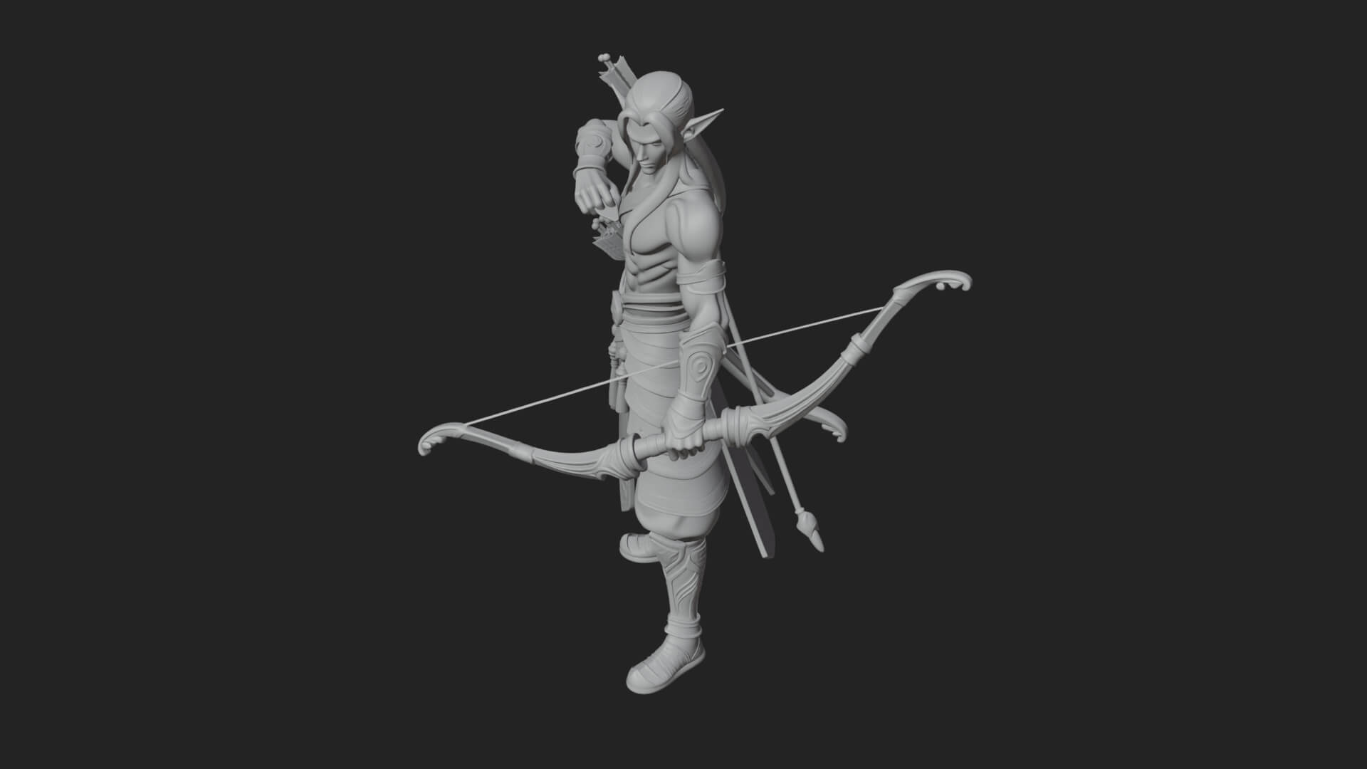 Elven Archer Statue Design 15 3d Print Model 3D Model